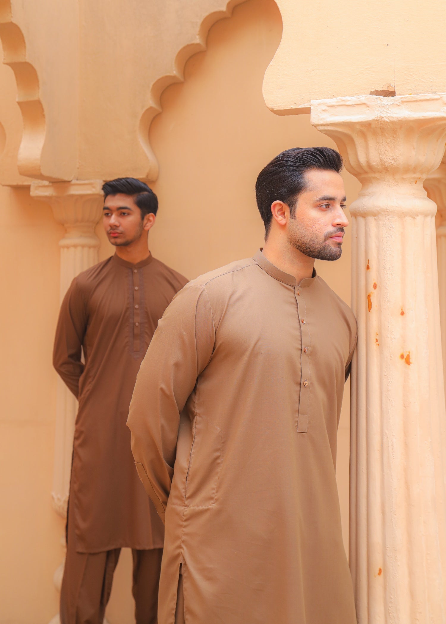 wash & wear Shalwar Kameez in Brown by Sapretbysaba