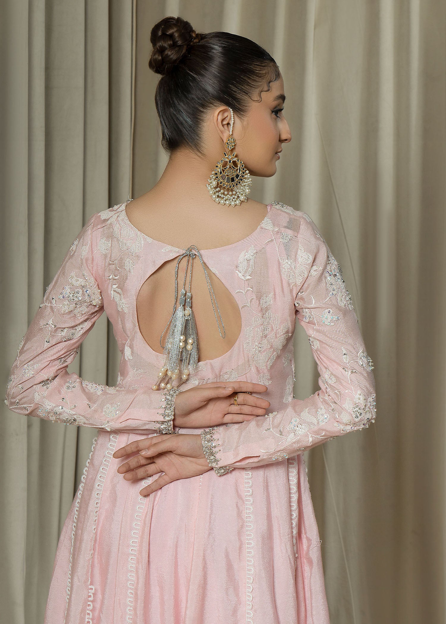 cotton net Pishwas in Pink