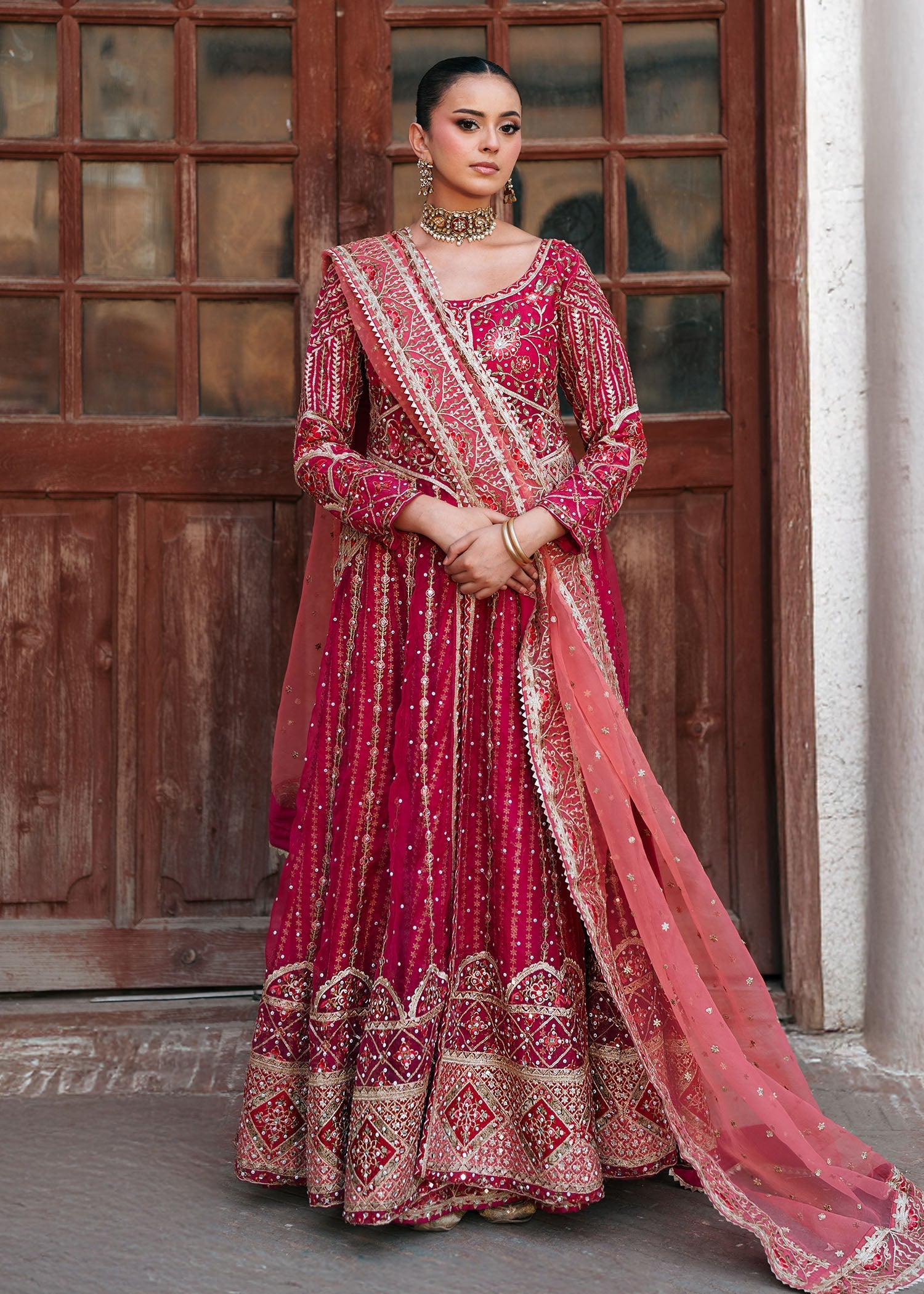 organza Lehenga in Pink