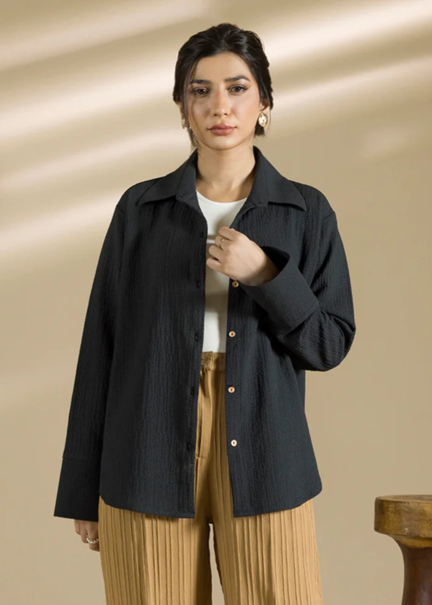 georgette Formal Shirt in Black