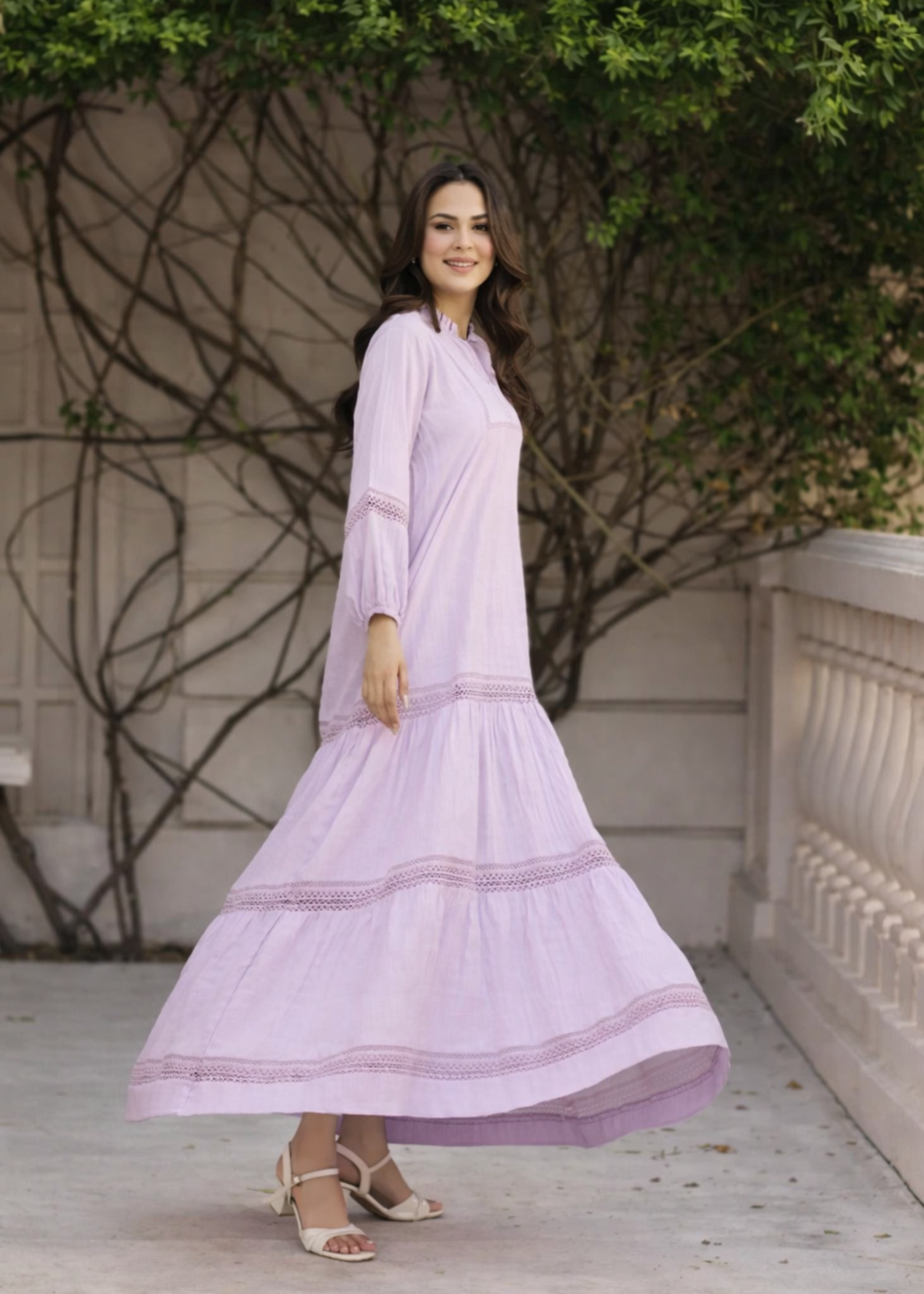 polyester Dress in Mauve