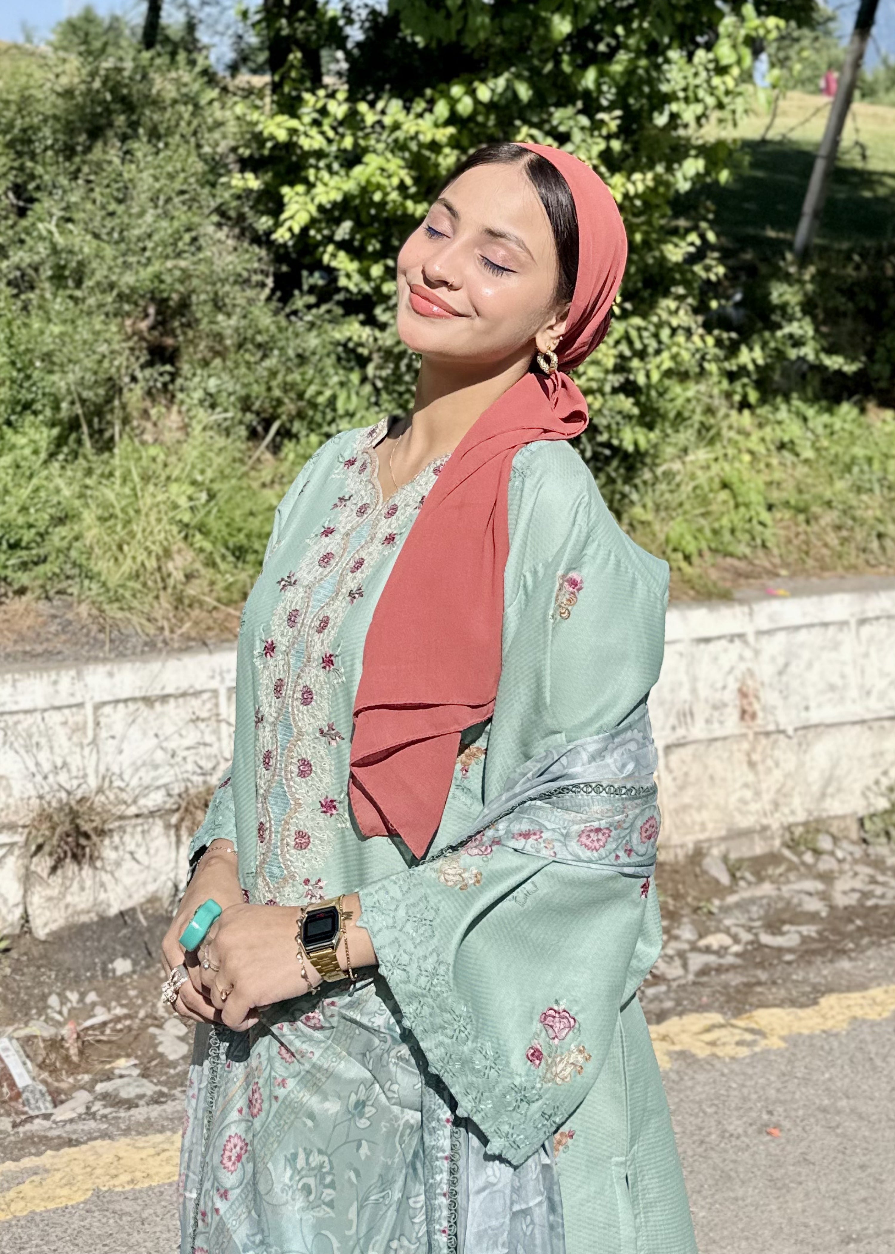 dobby crepe Kurta Set in Sky blue