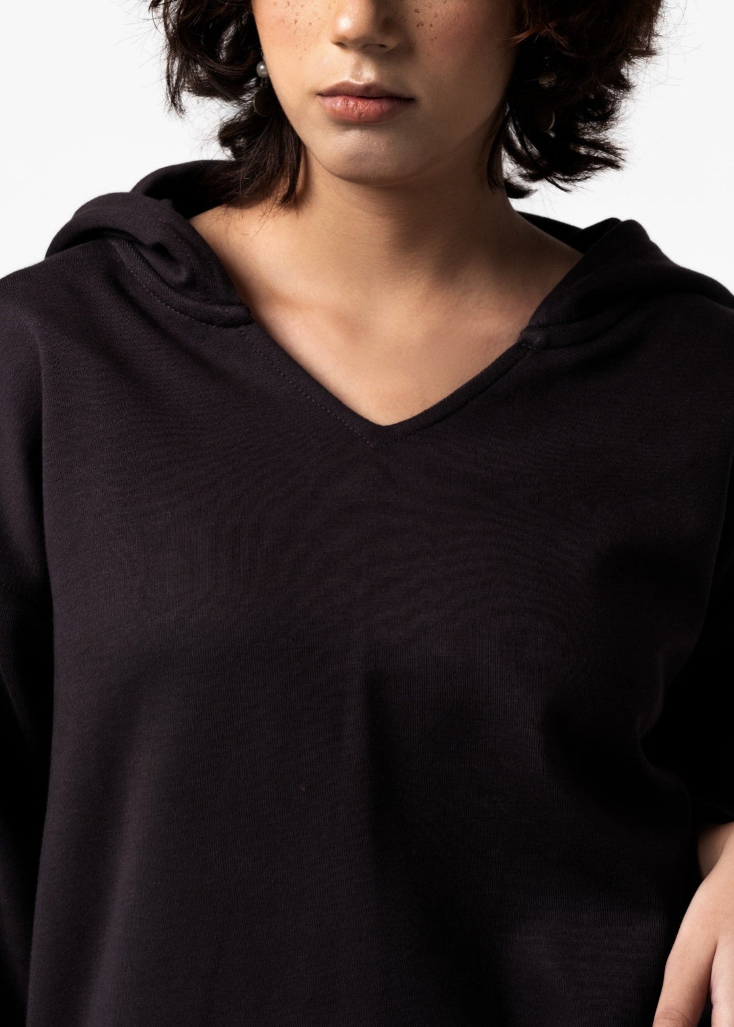 cotton Hoodie in Charcoal black