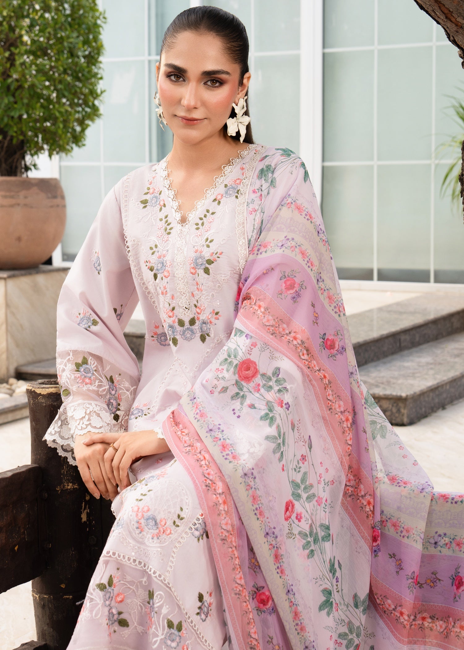 lawn Kurta Set in Pastel pink