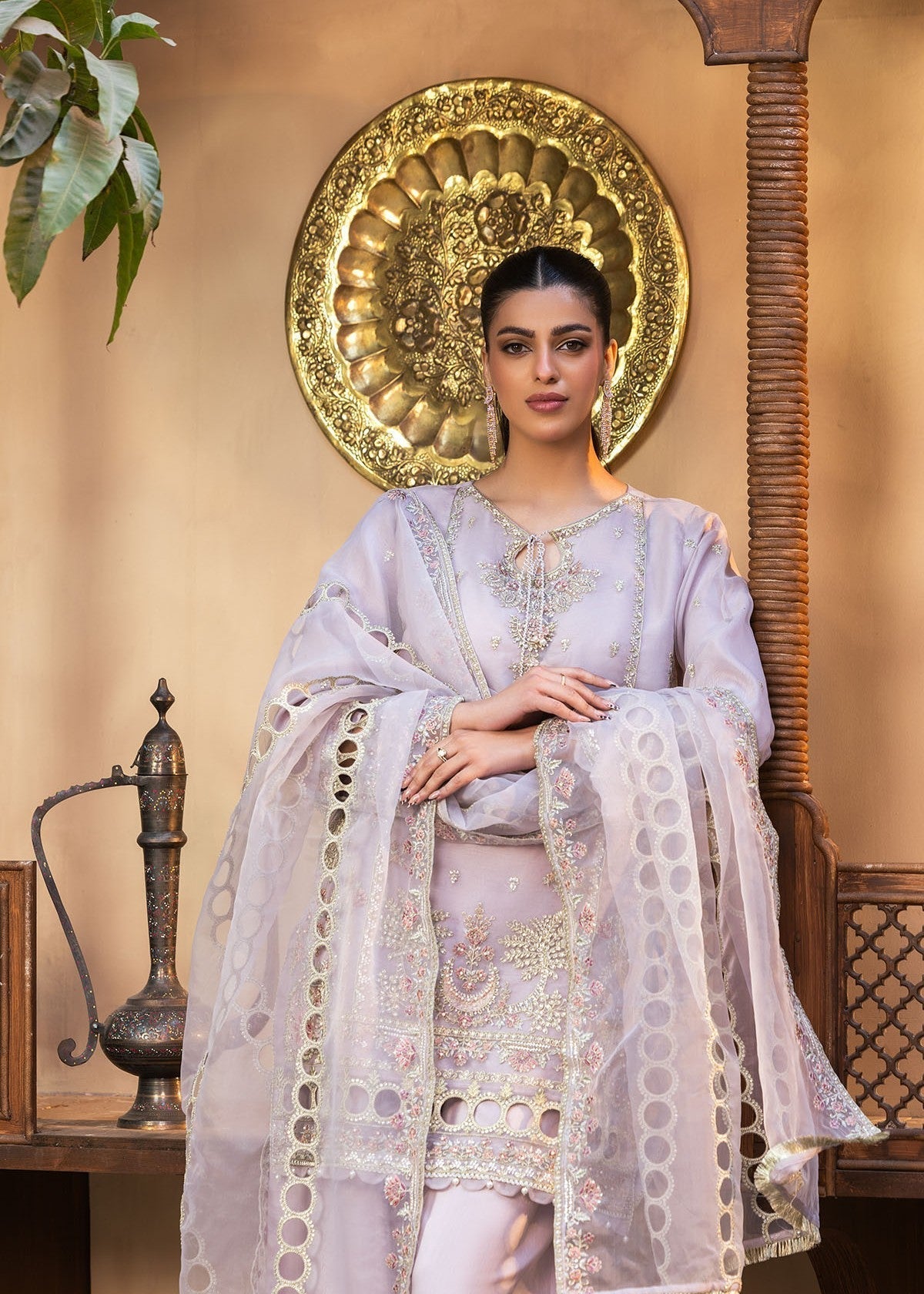organza Kurta Set in Lilac