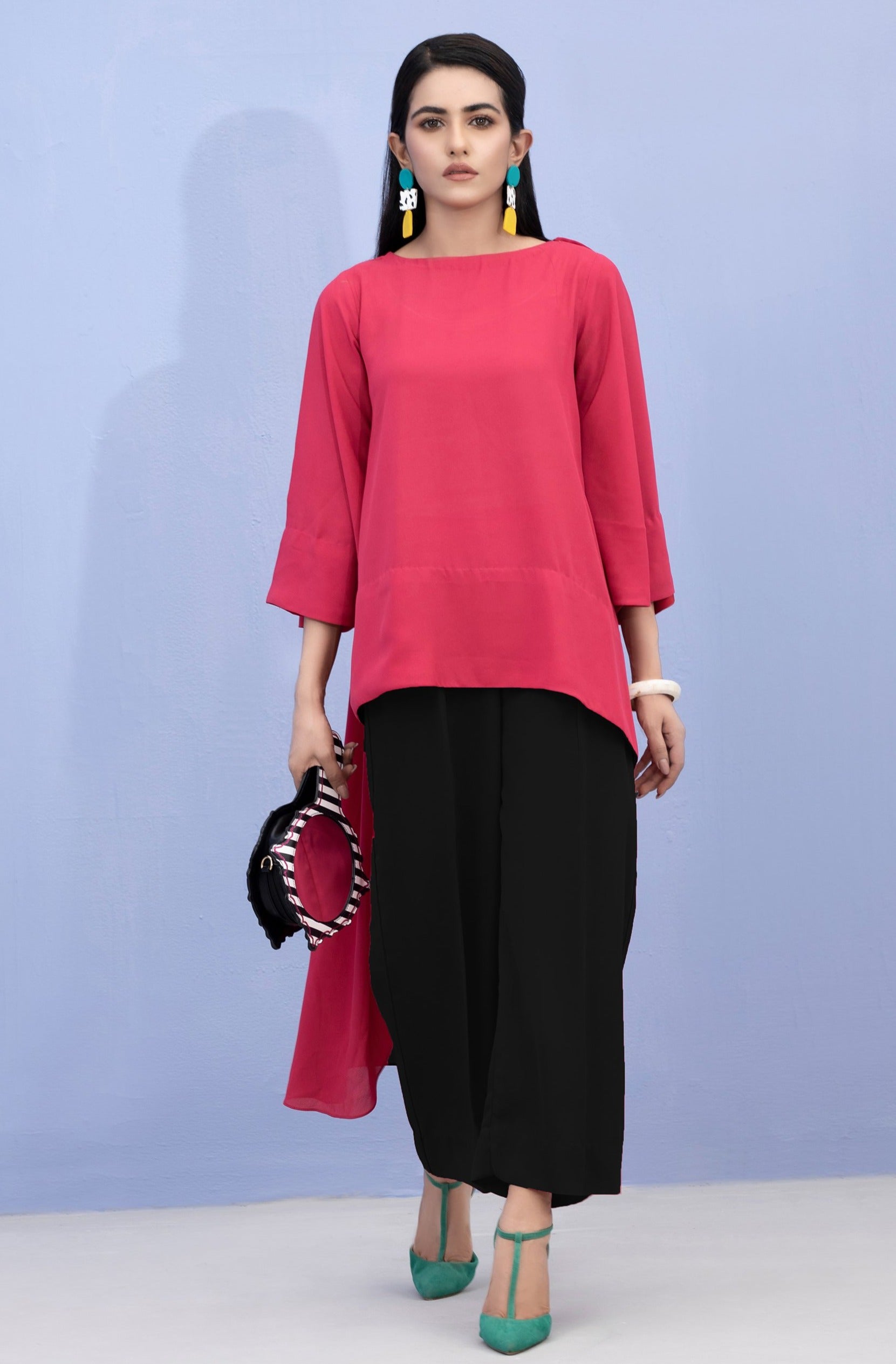 crepe georgette Top in Pastel pink