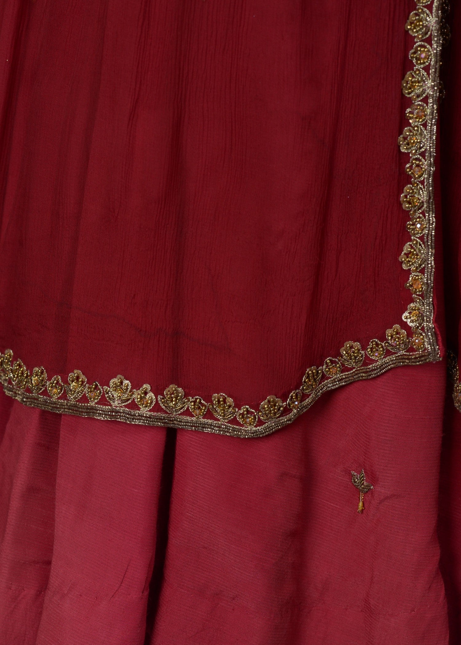 crinkle chiffon Lehenga in Maroon
