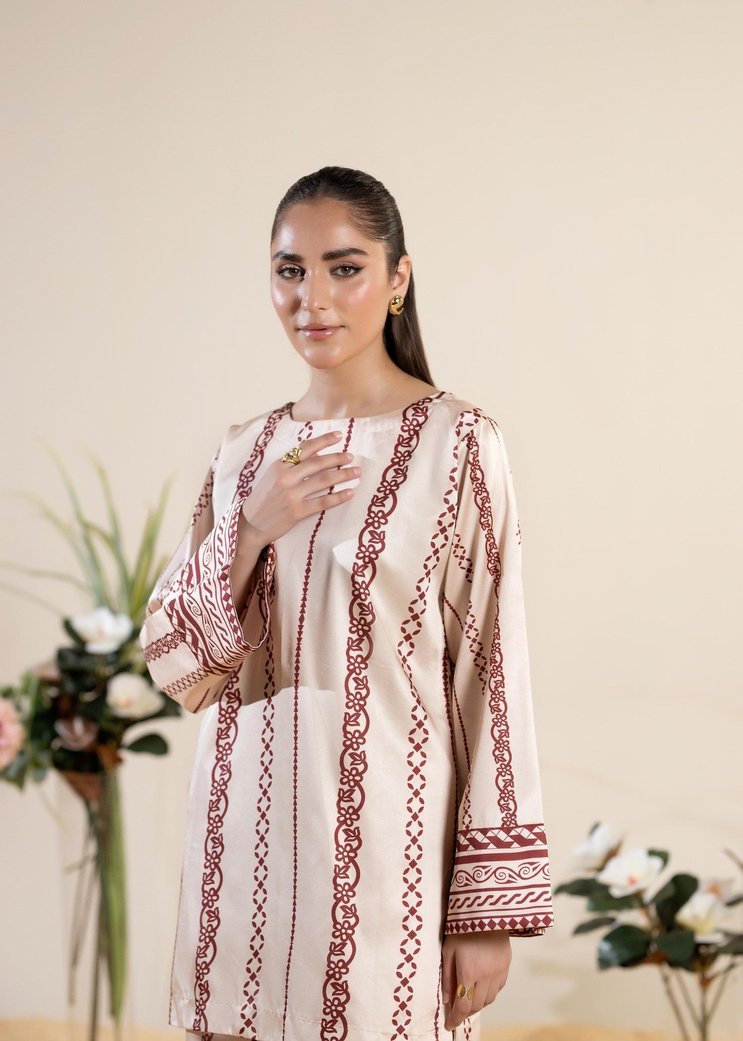 satin silk Co Ord Sets in Beige