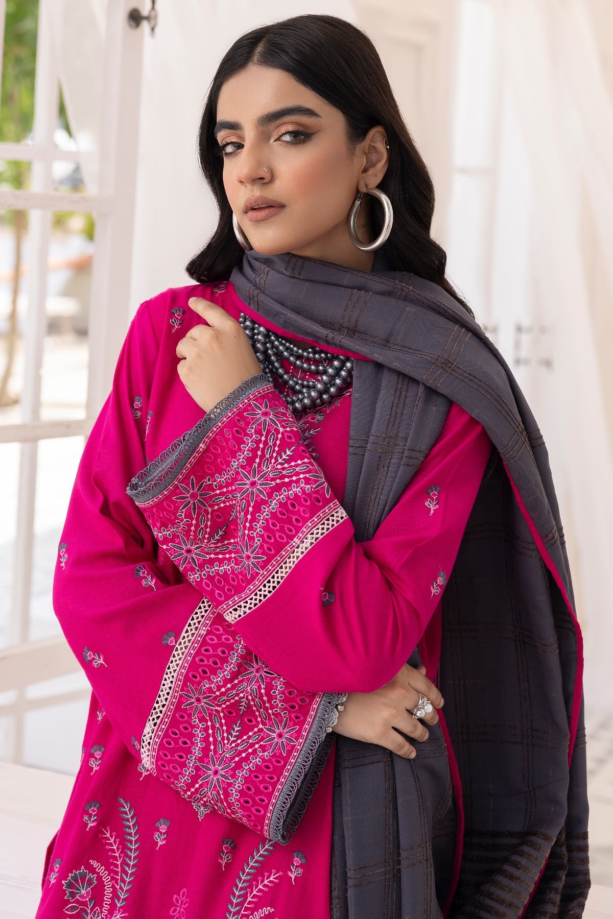 wool Unstitched in Shocking pink