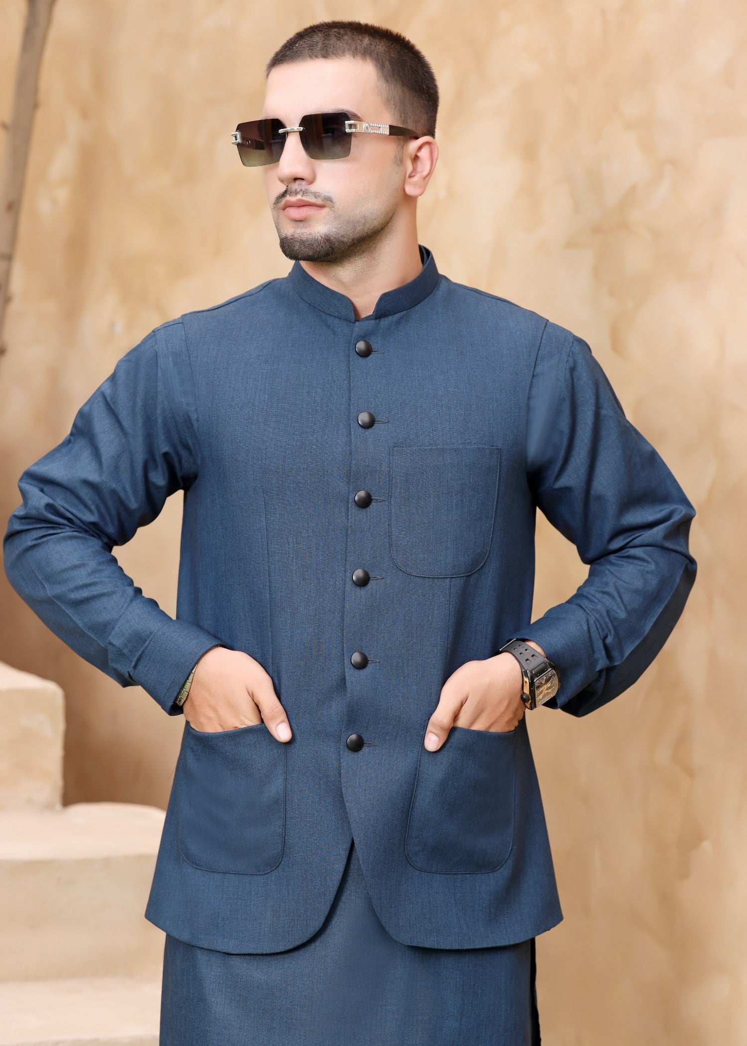 wash & wear Waistcoat in Blue