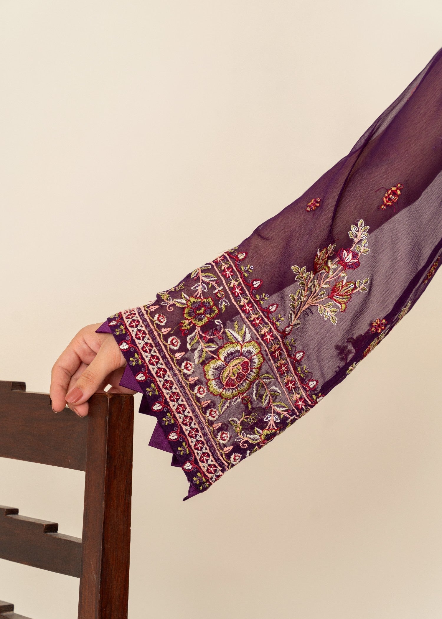 chiffon Kurta Set in Purple rain