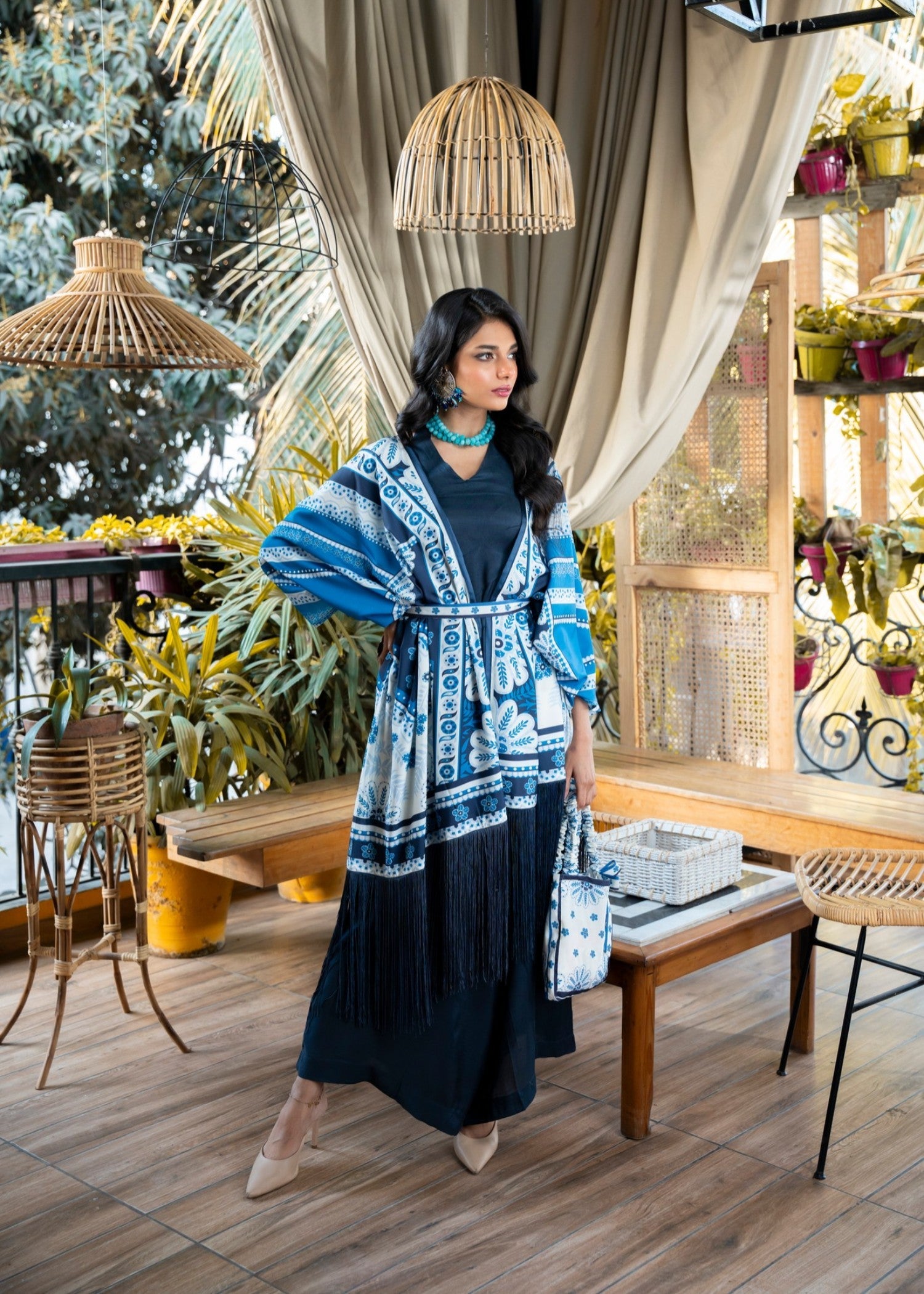silk Gown in Blue