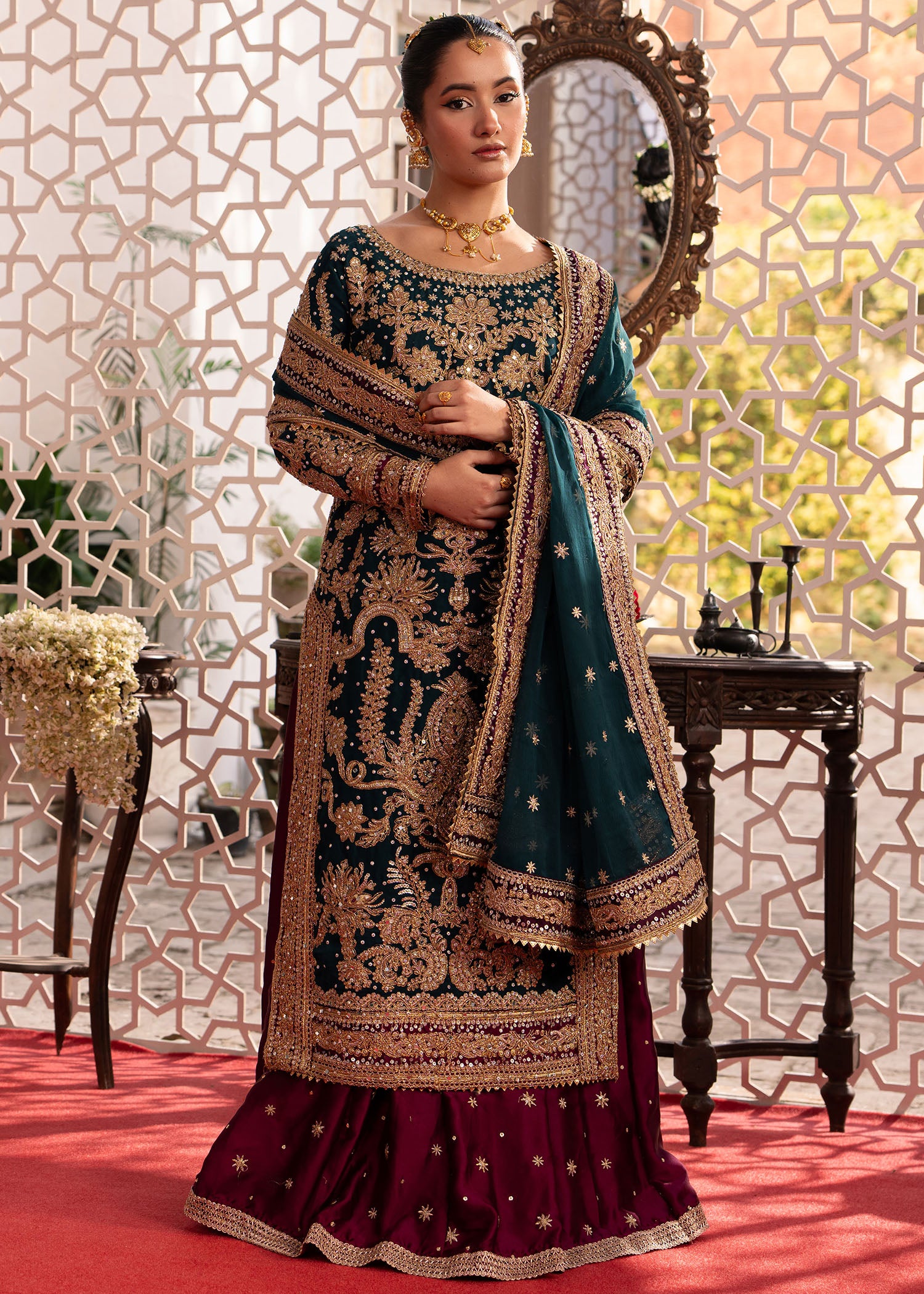 charmuse/shamooz Lehenga in Bottle green