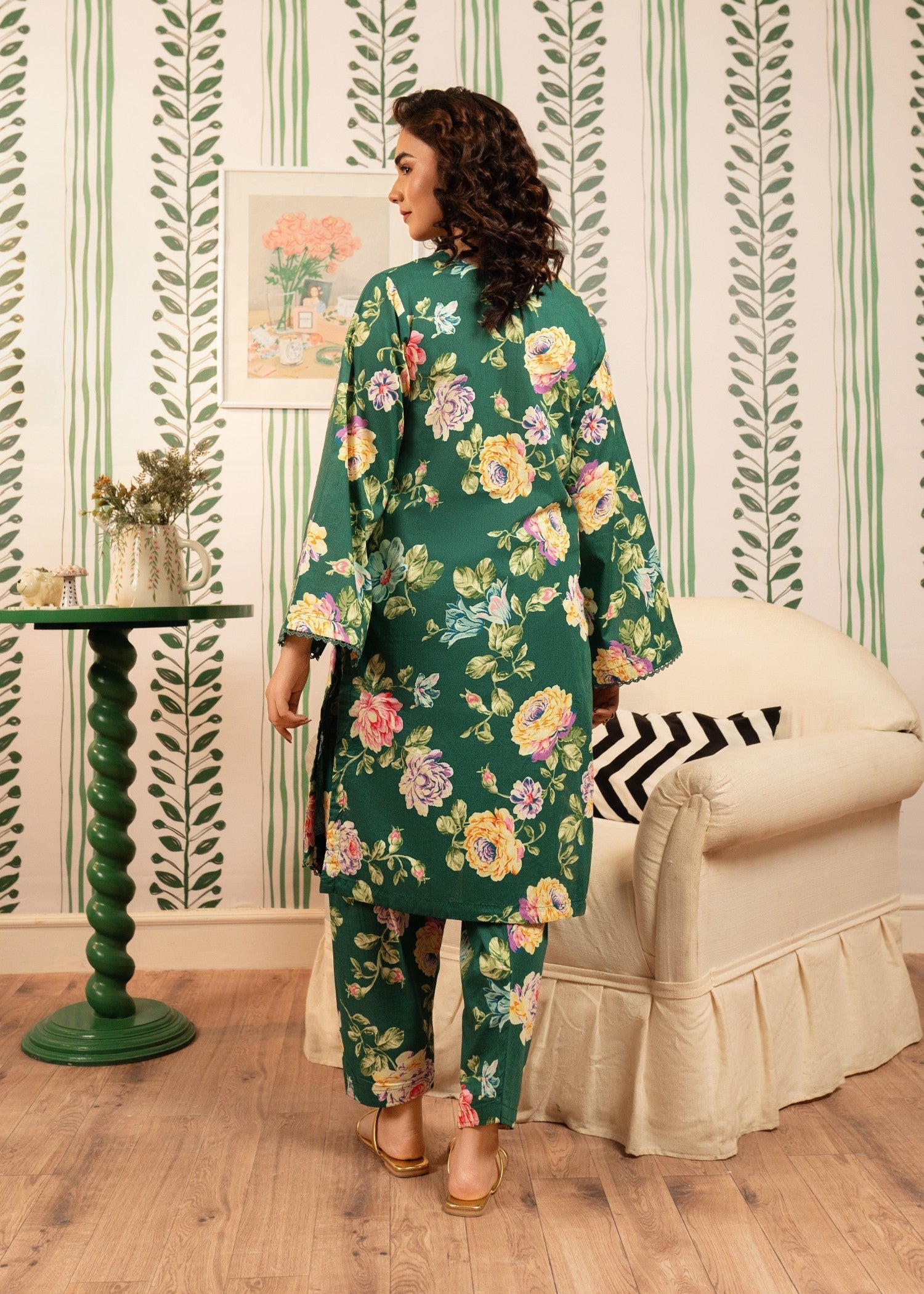 lawn cotton Co Ord Sets in Forest green