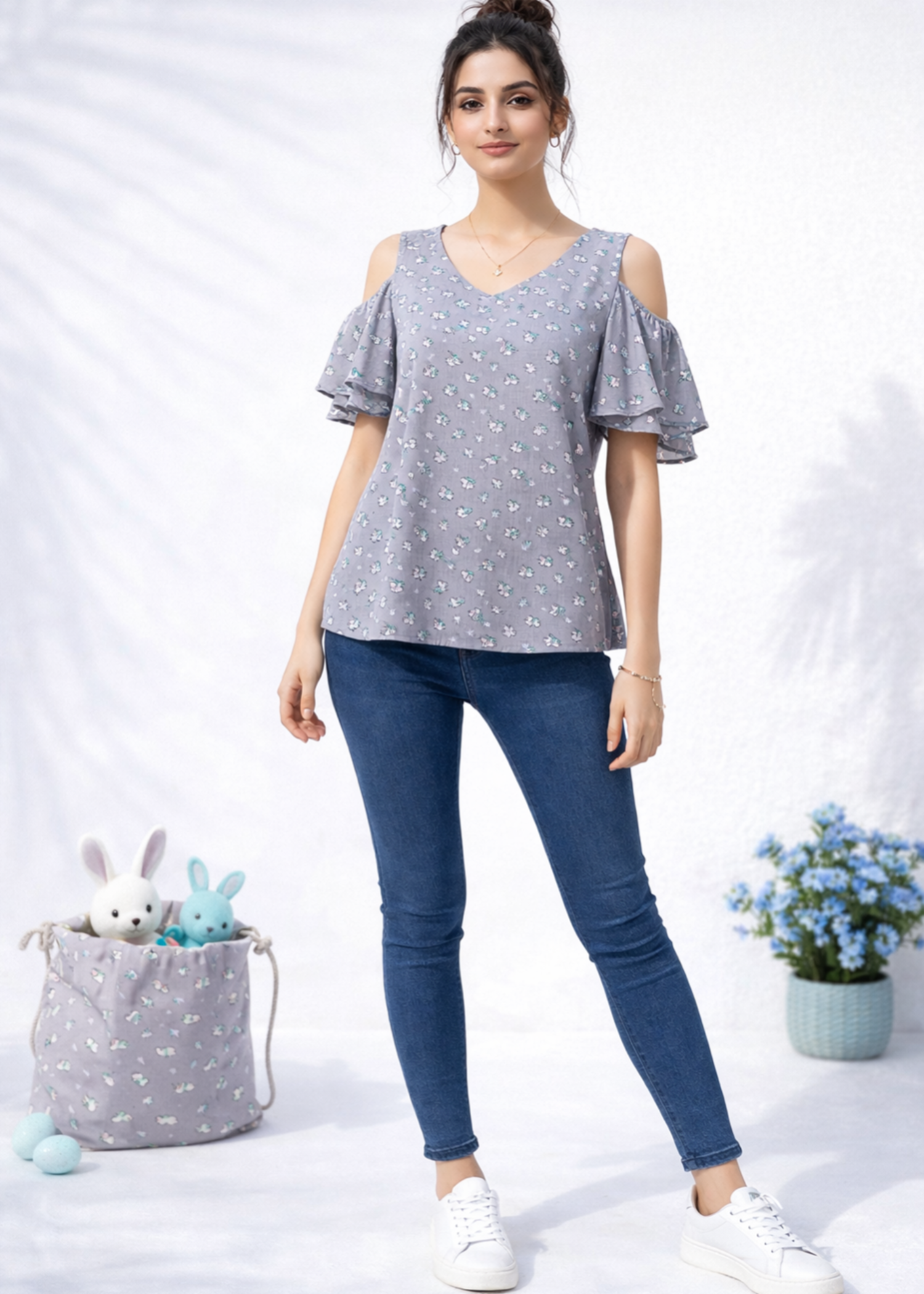 chiffon Tunic in Cool grey