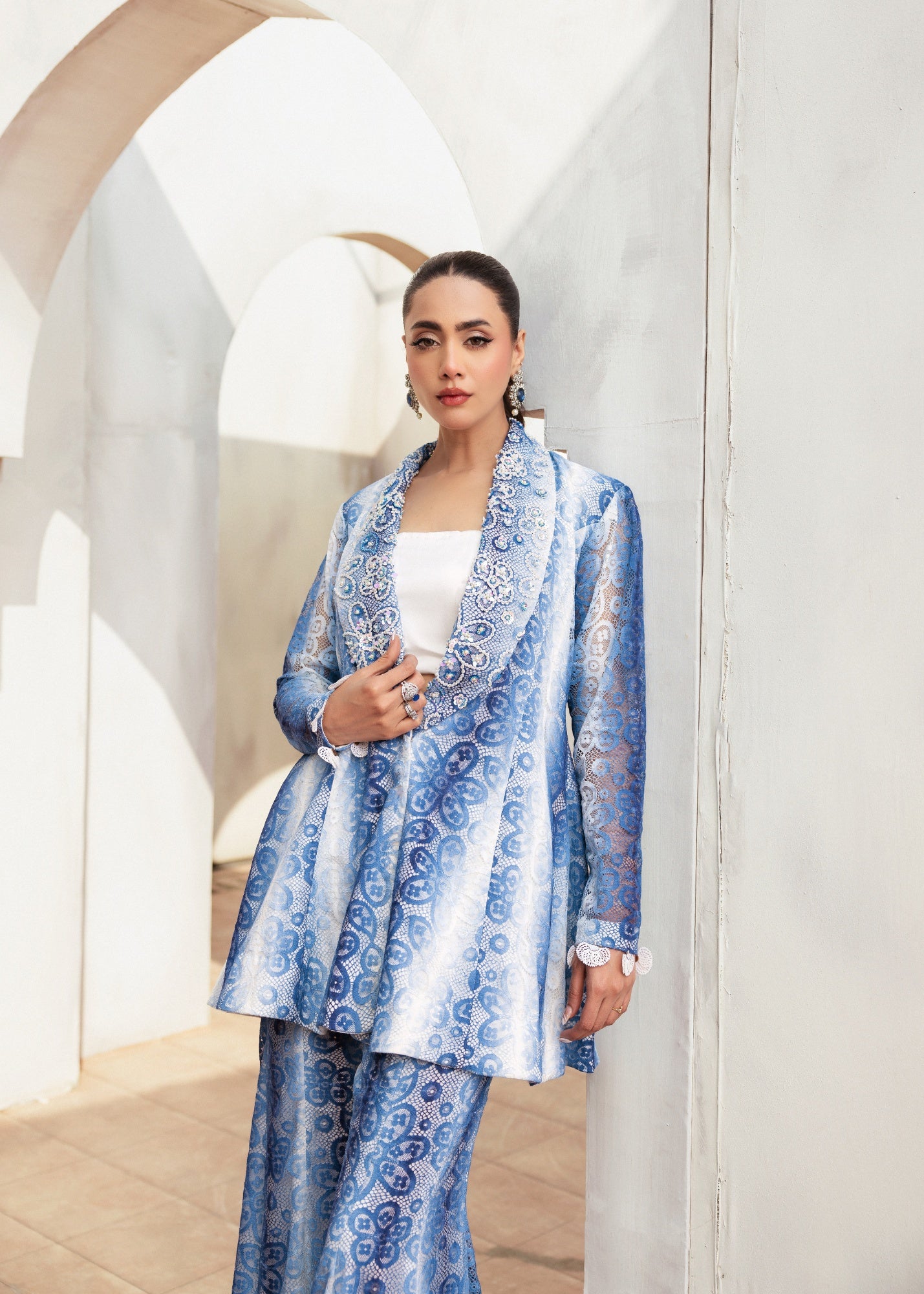 chantelle net Co Ord Sets in Royal blue