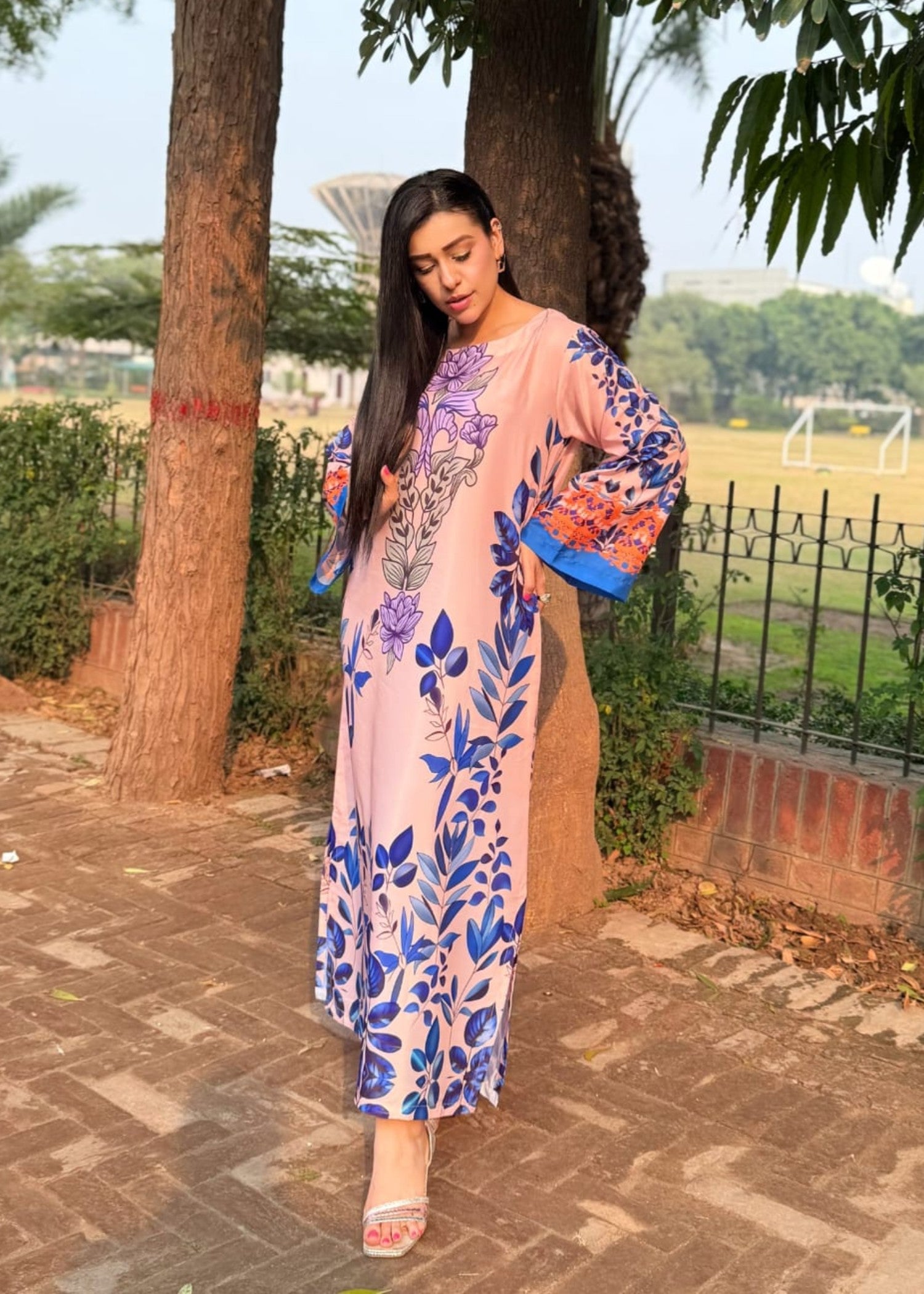grip Kaftan in Peach pink