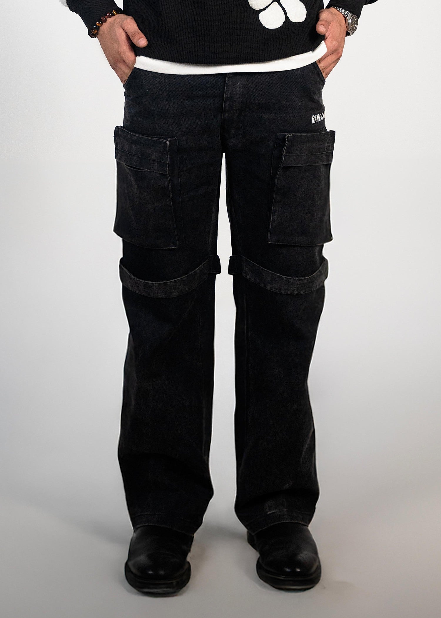 twill cotton Pants in Jet black