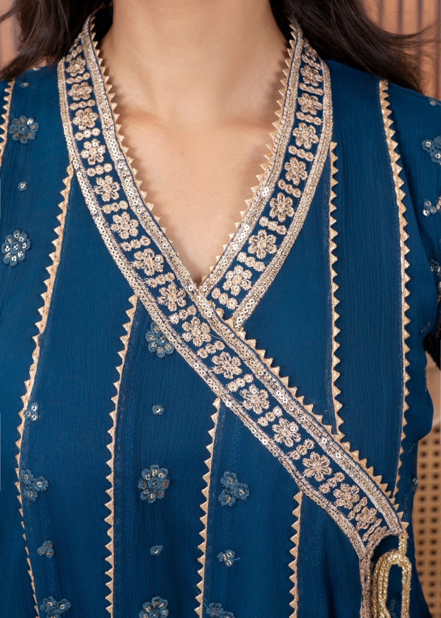chiffon Angrakha in Blue