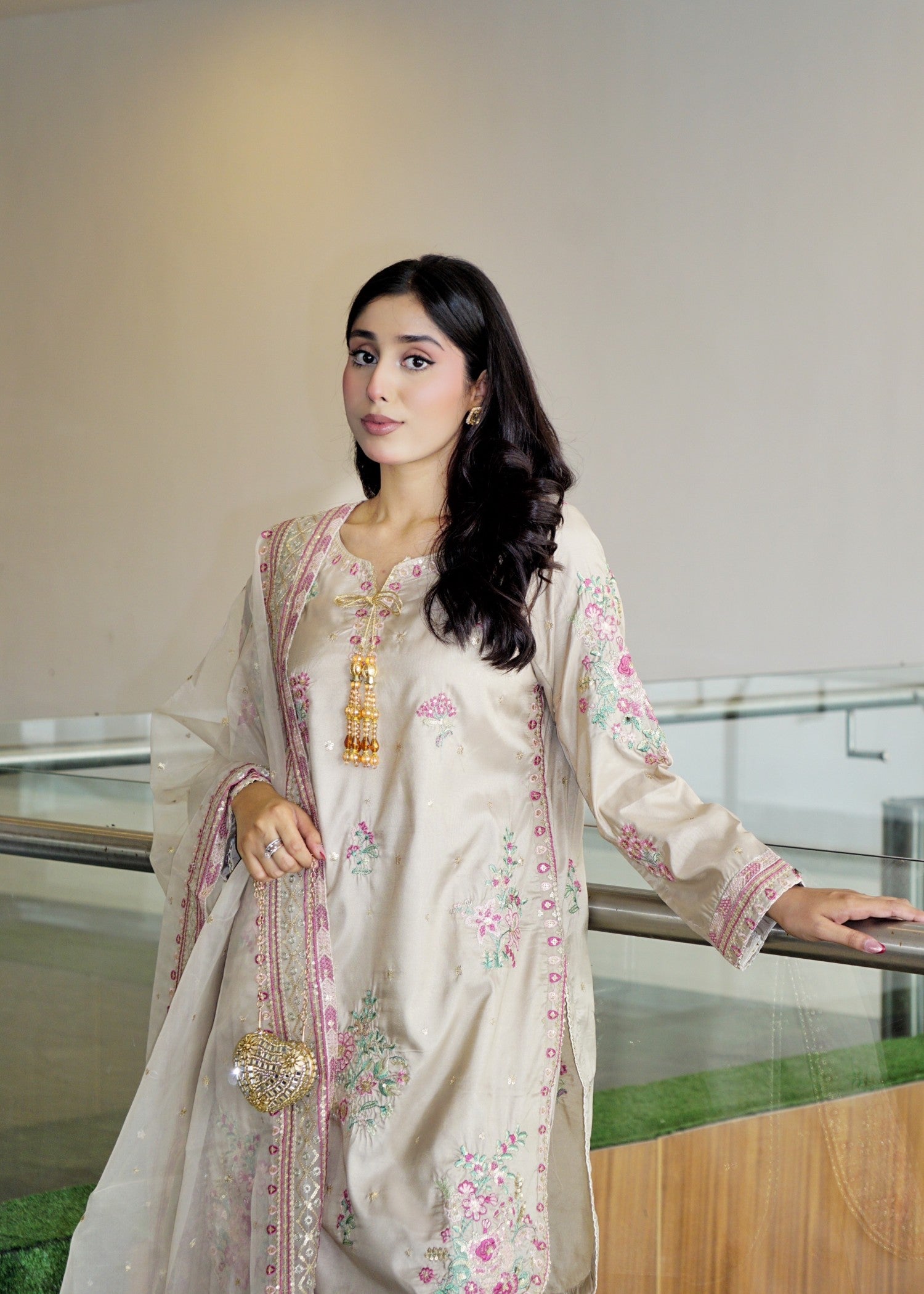 silk Kurta Set in Ivory