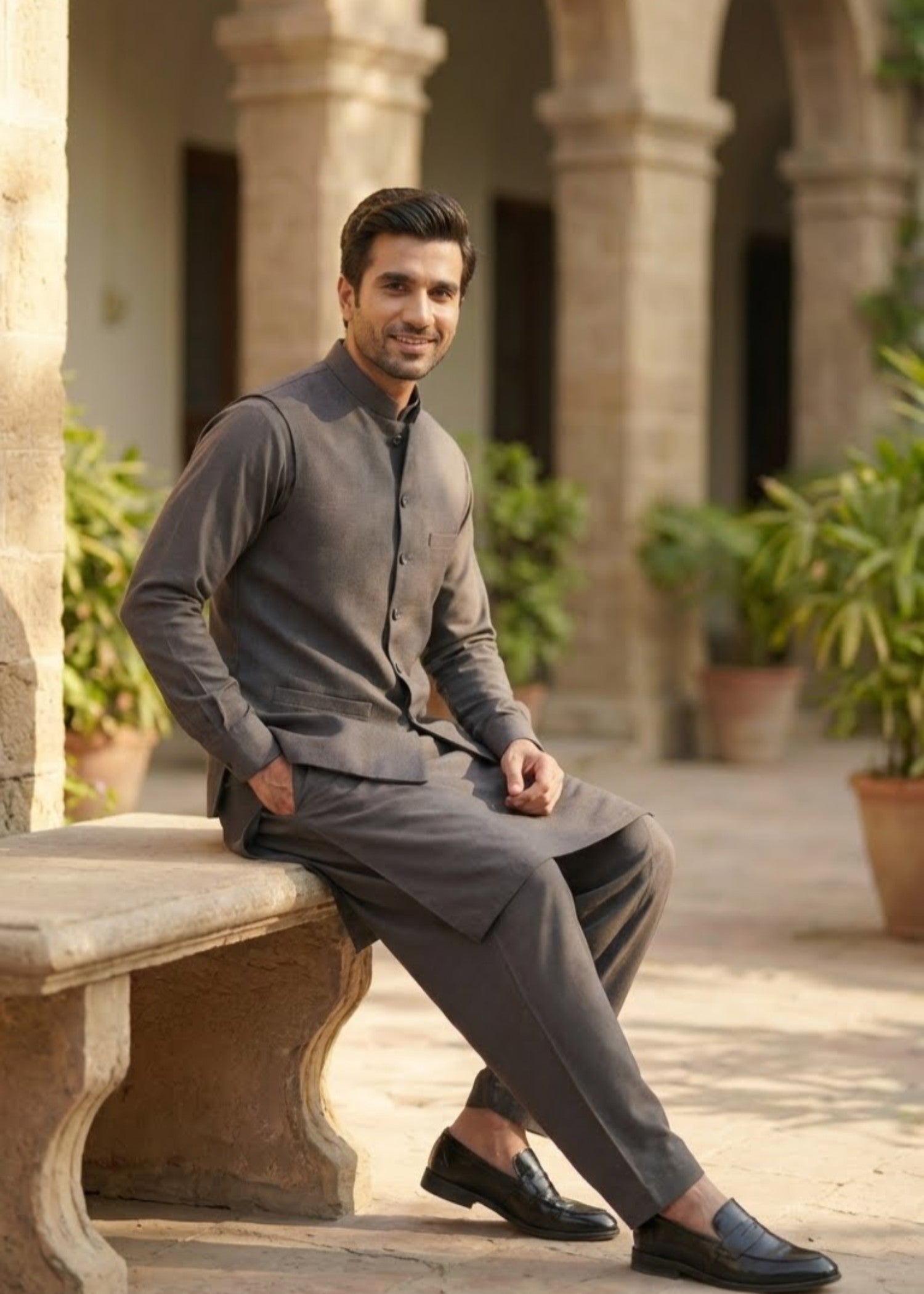tropical Waistcoat in Grey