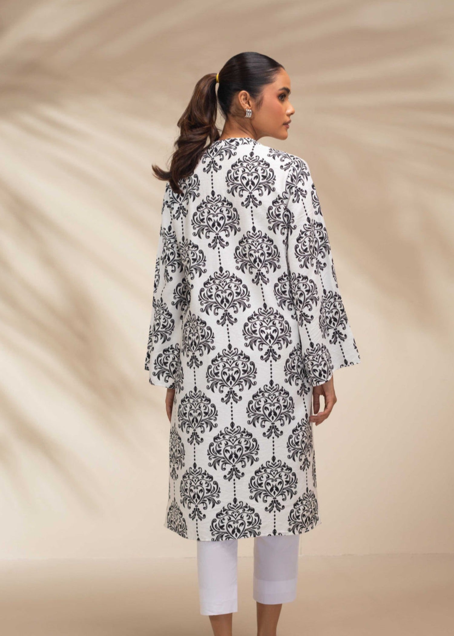 cotton viscose Kurti in White, black