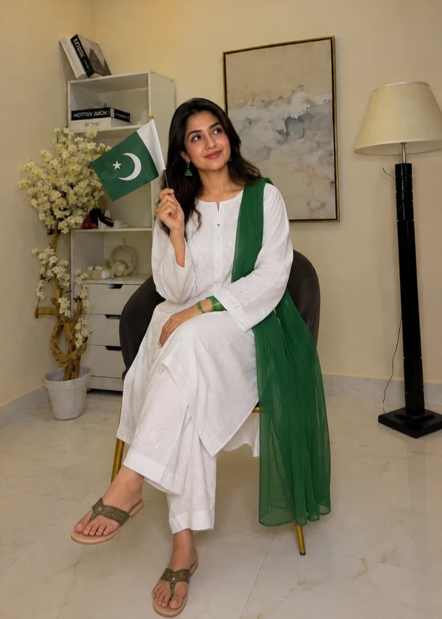 cotton Kurta Set in White