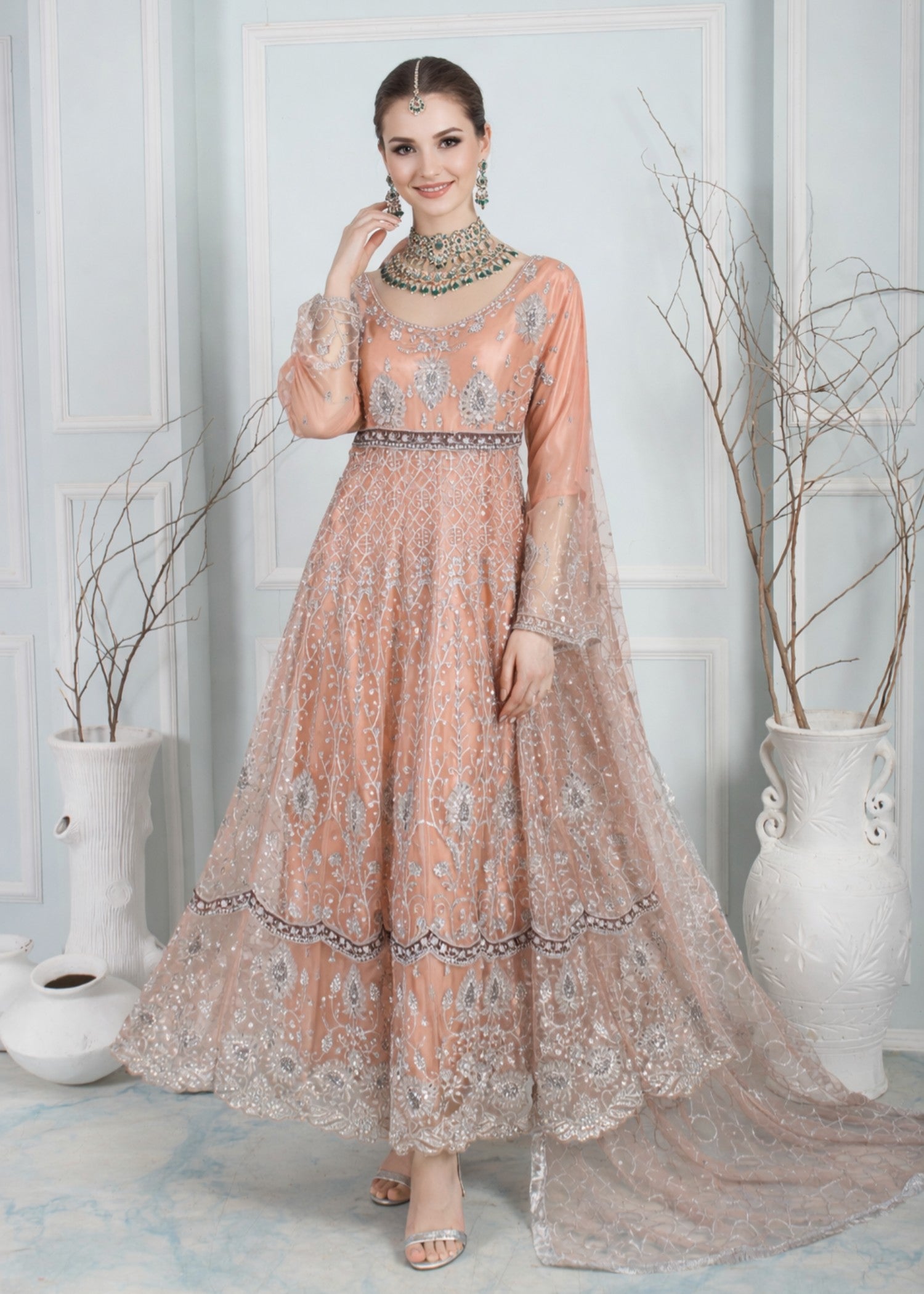 net Maxi in Peach pink