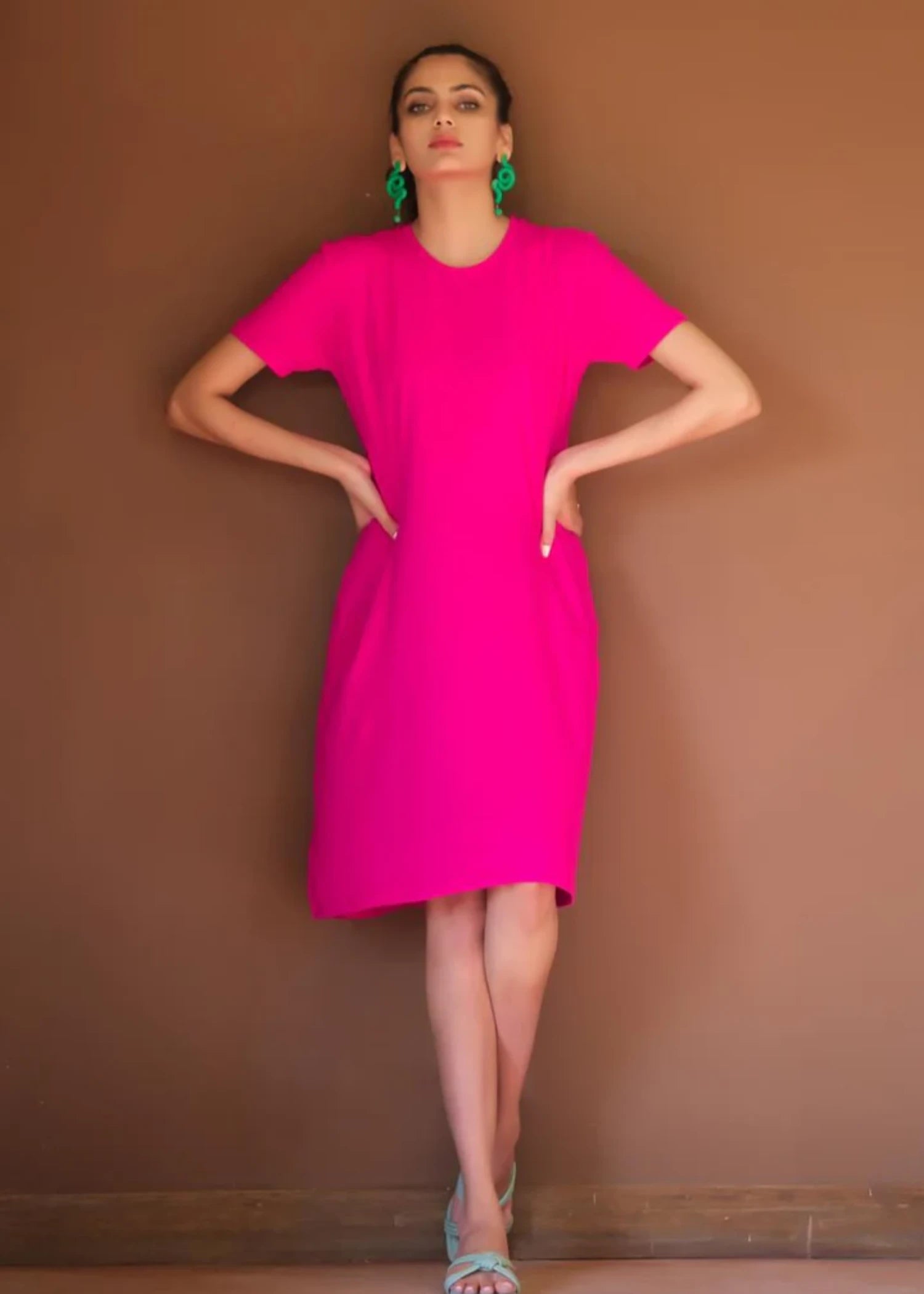 jersey knit Dress in Hot pink