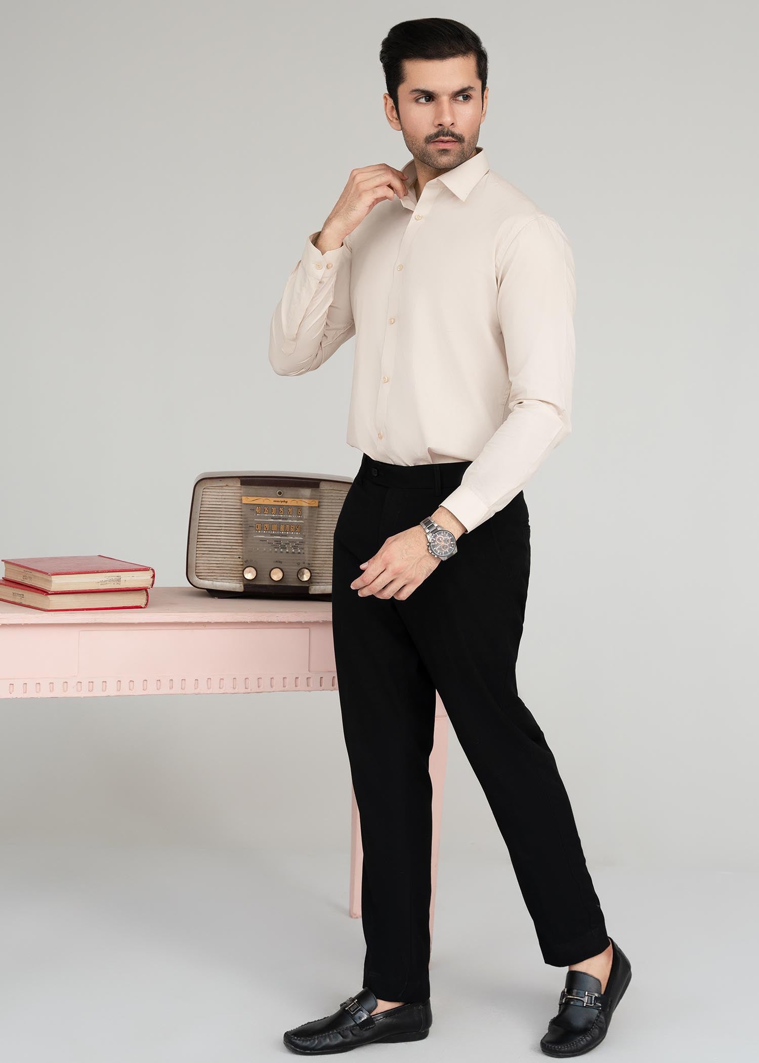 cotton Formal Shirt in Peach pink