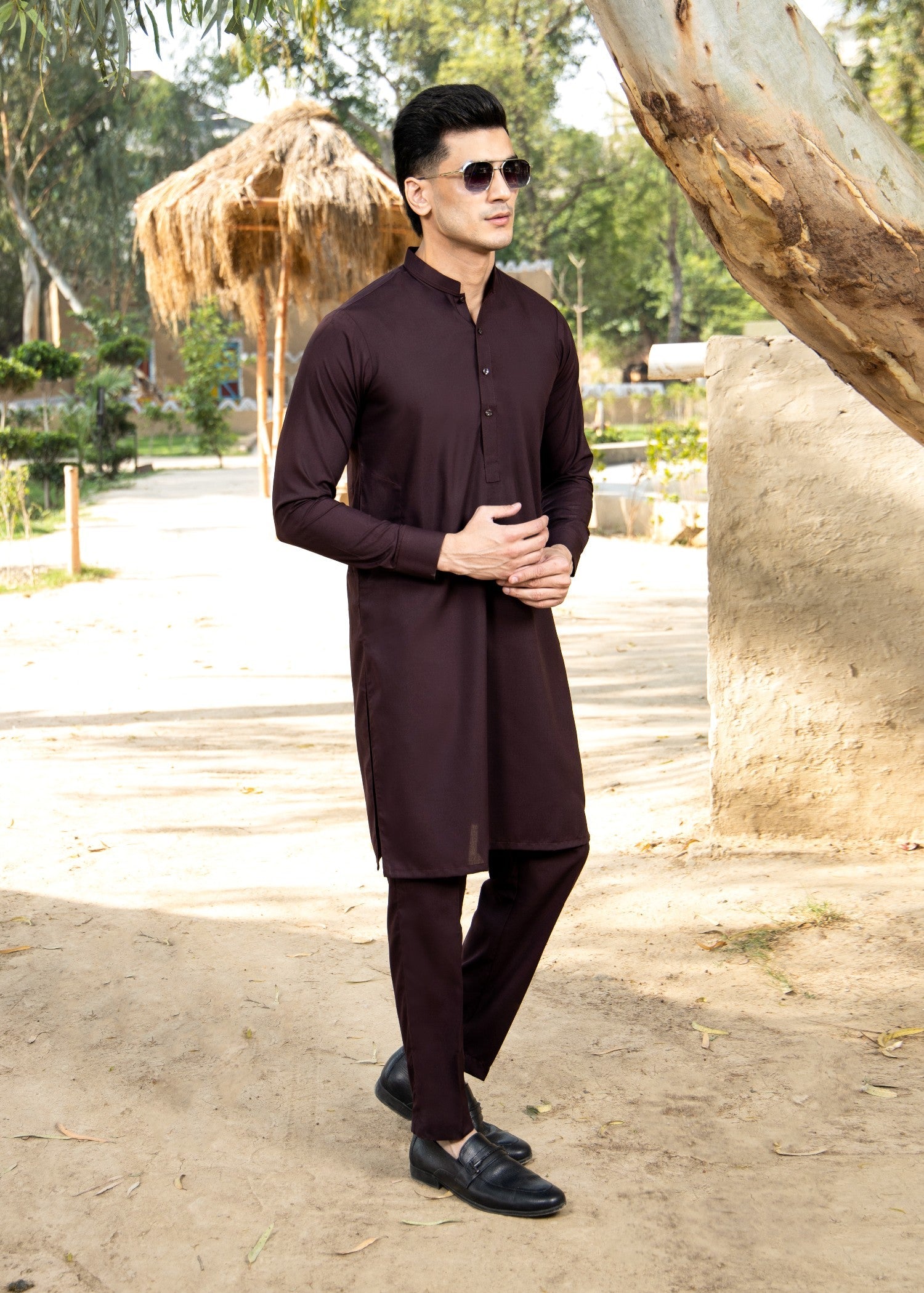 wash & wear Kurta Set in Chocolate brown by Arif Ashraf