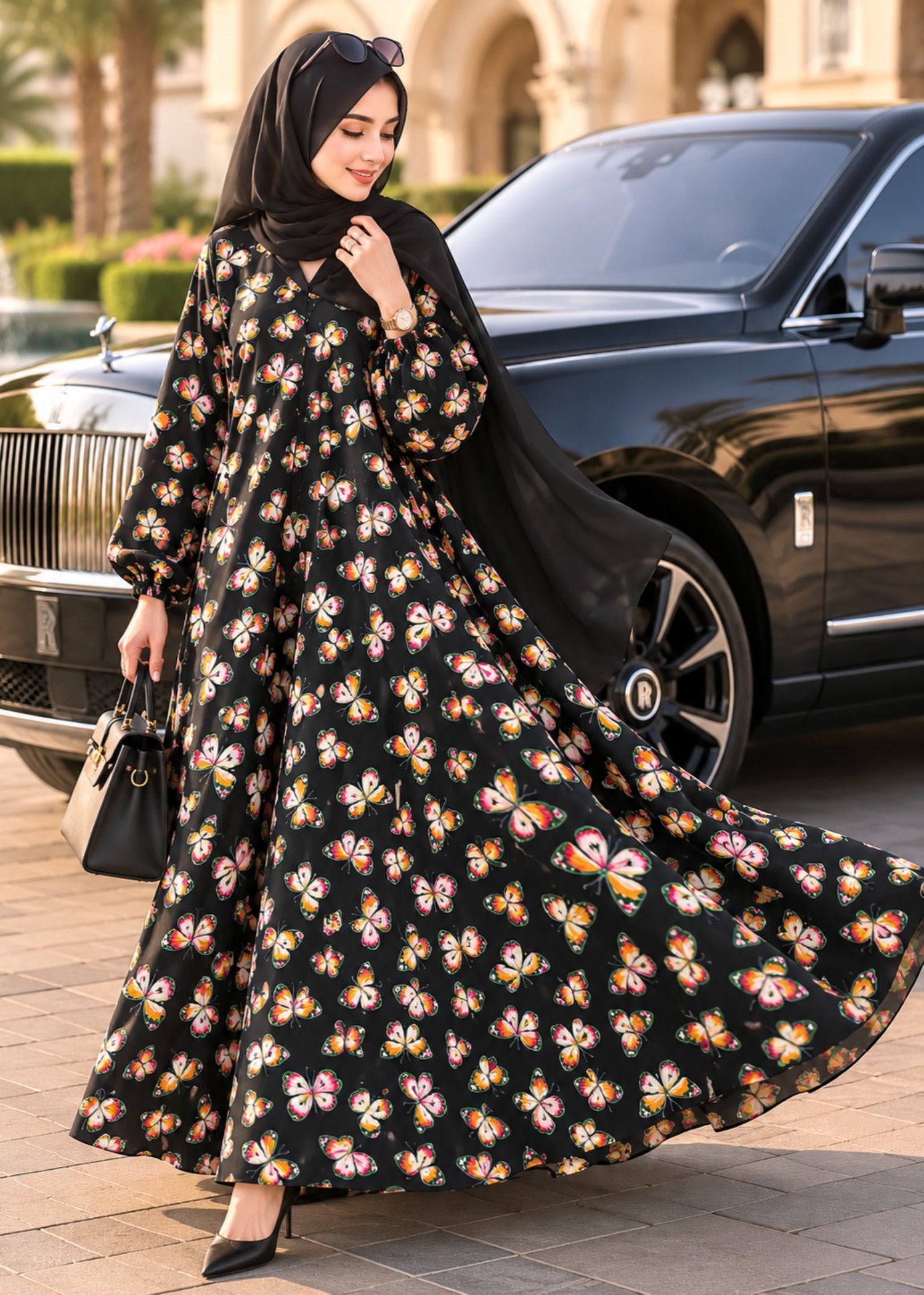 georgette Abaya in Black