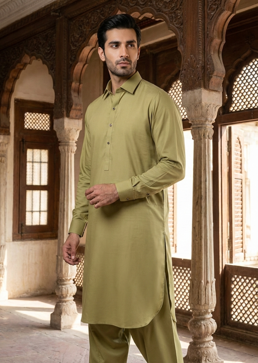 wash & wear Shalwar Kameez in Apple green by Dulha Fashion House