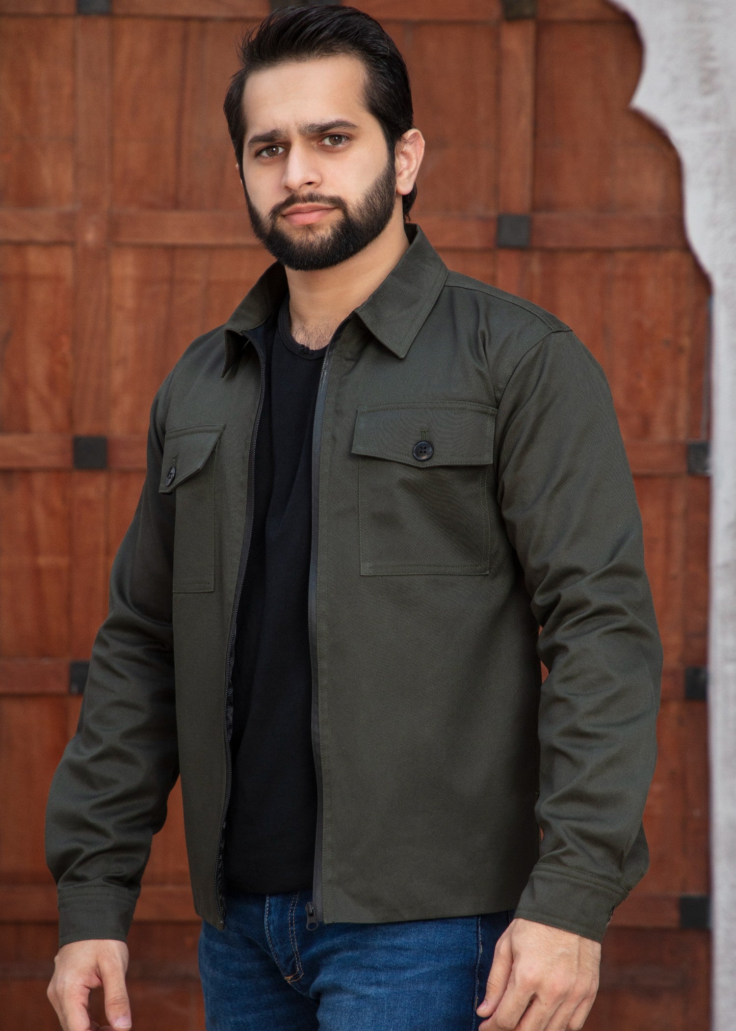 twill cotton Jacket in Army green