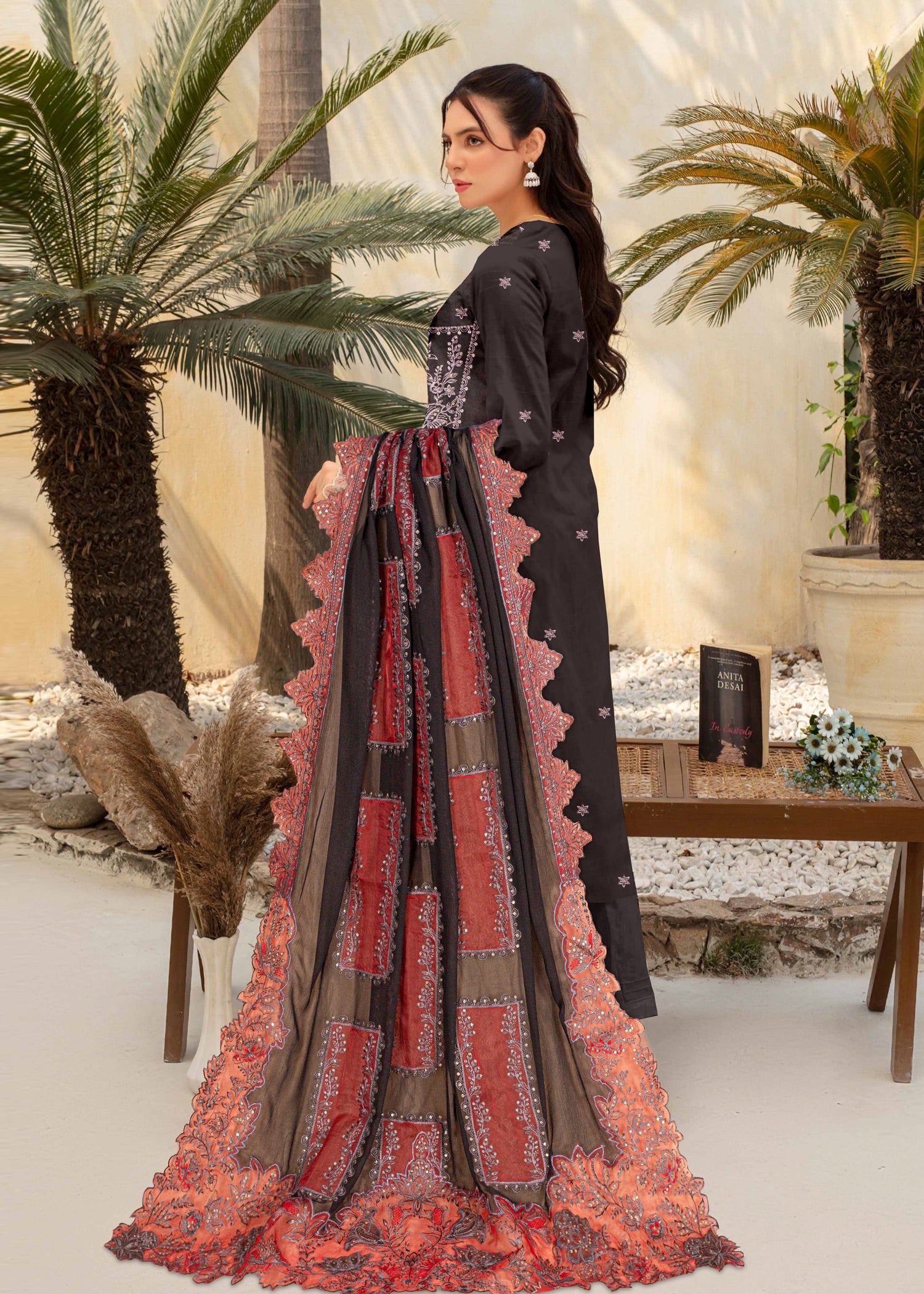 viscose Unstitched in Charcoal black