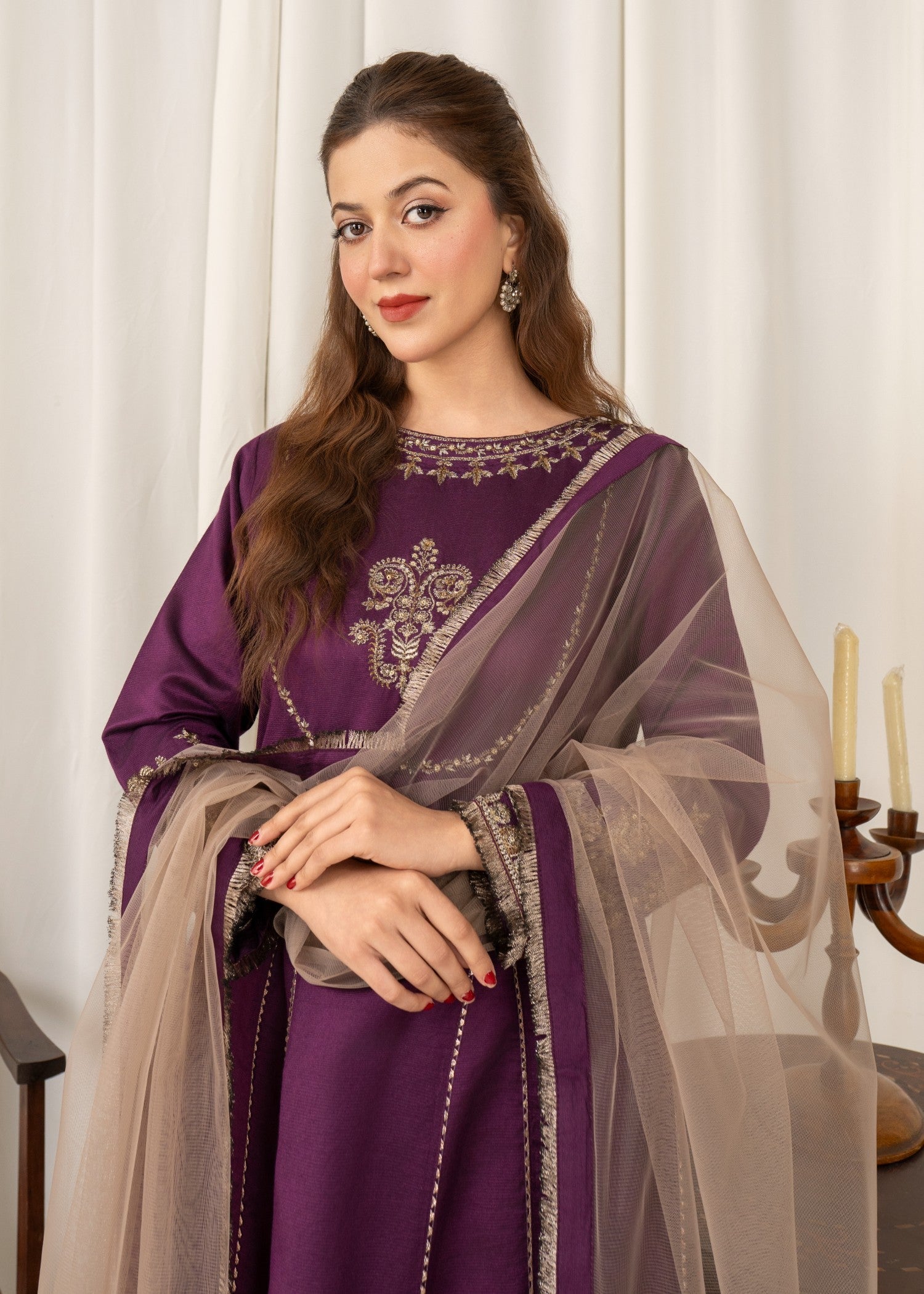 poly organza Maxi in Purple