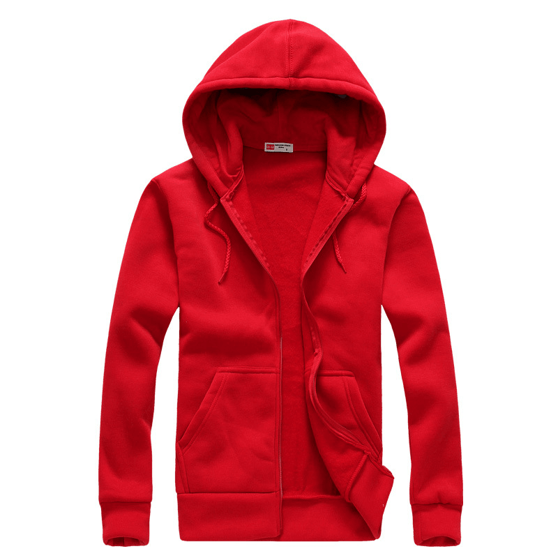 Casual Fashion Sports Sweater Couple Zipper Hooded Youth Solid Color Sweater