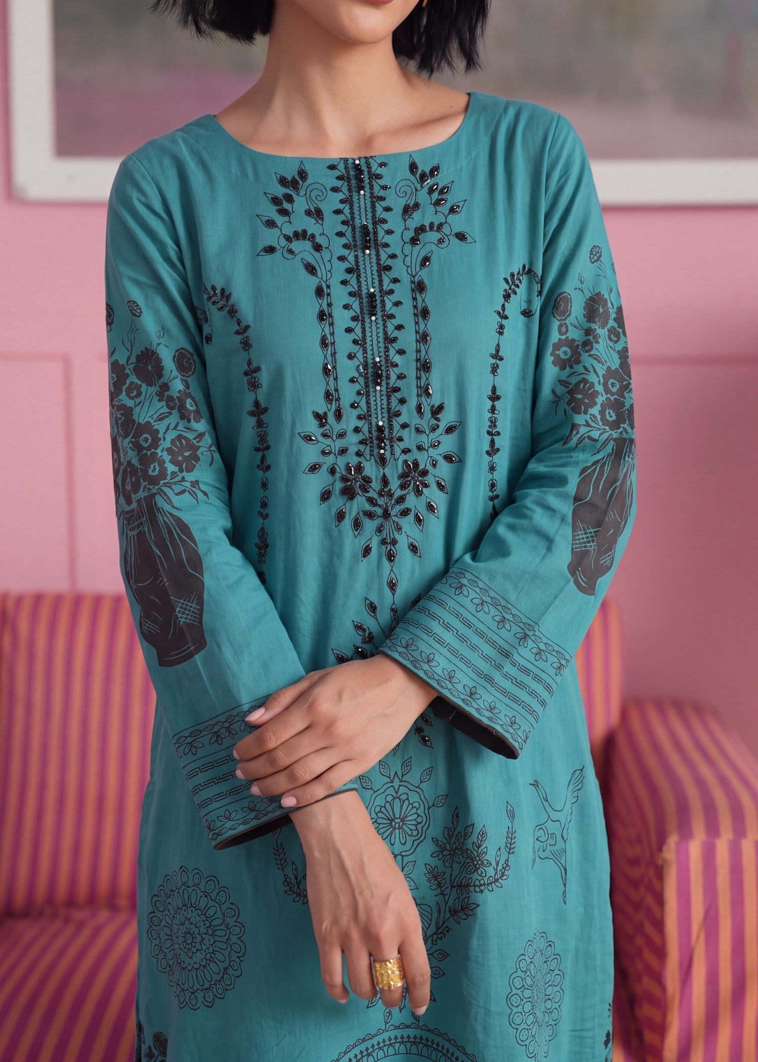 lawn Kaftan in Royal blue
