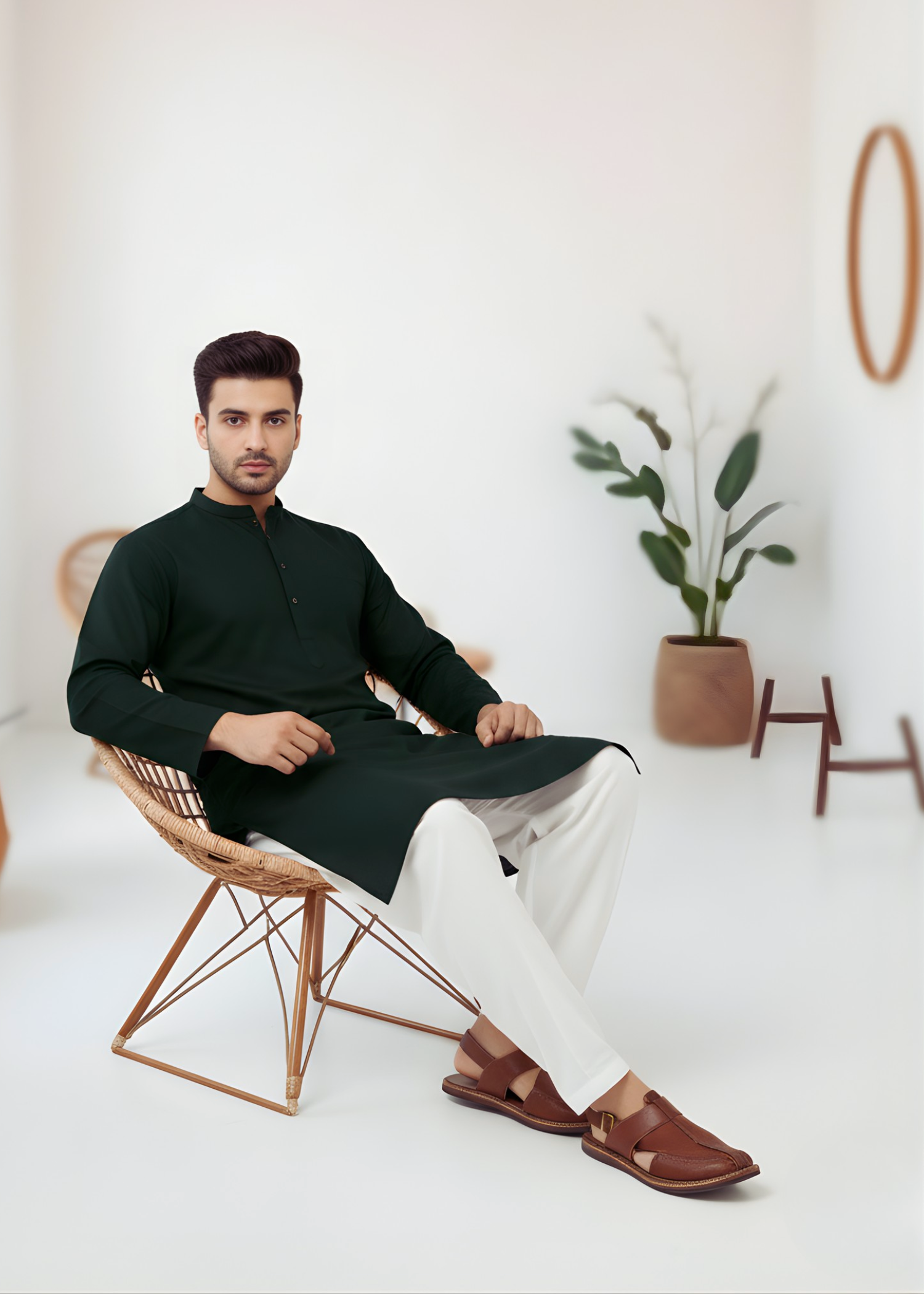 wash & wear Kurta in Dark green