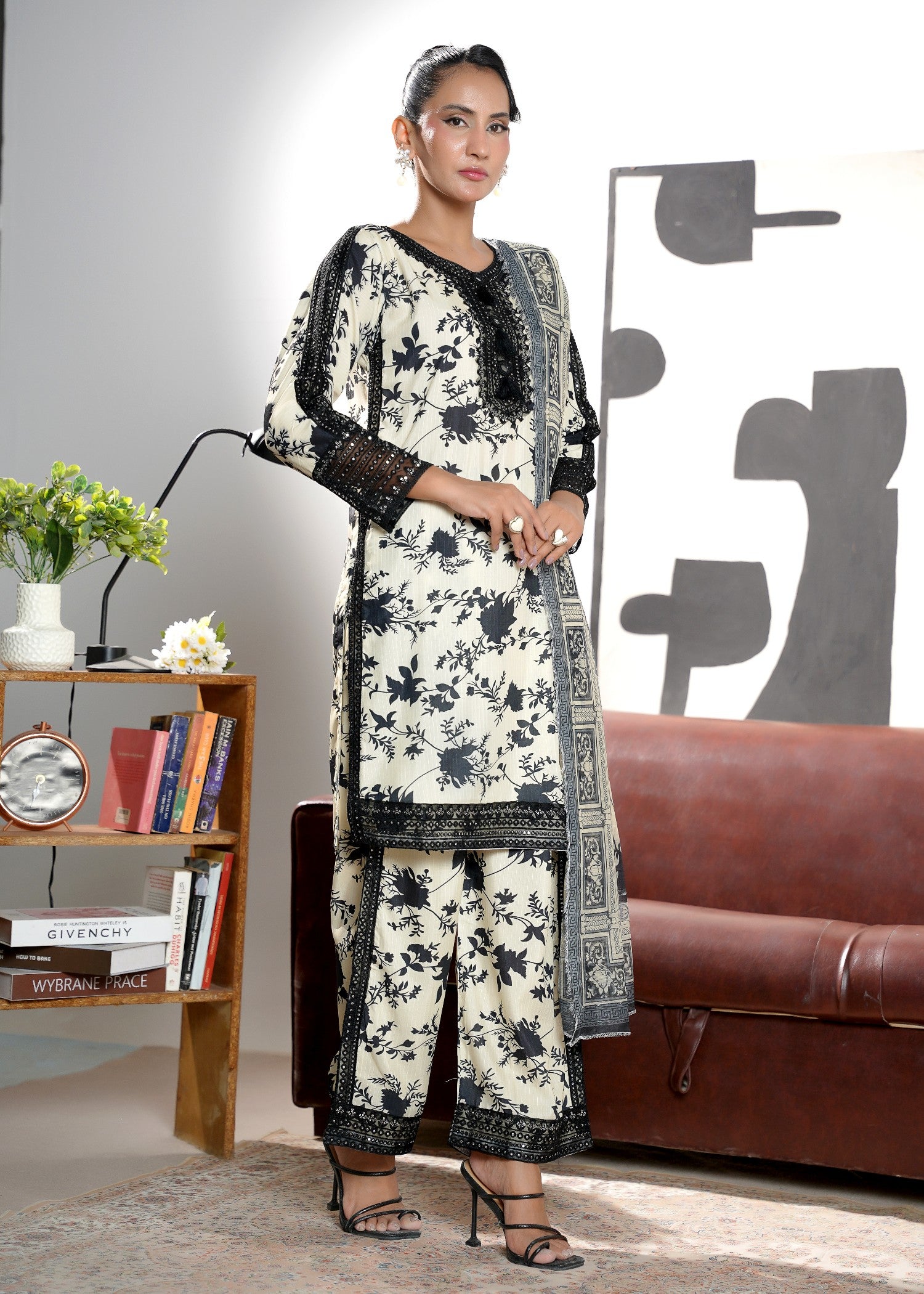 cotton Kurta Set in Ivory
