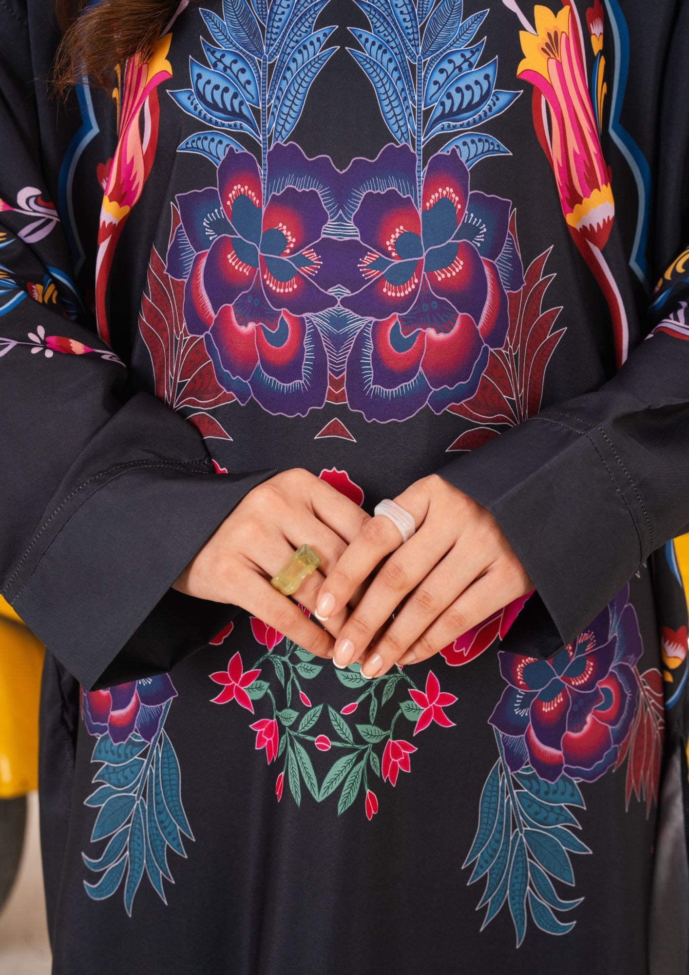 arabic lawn Kurta Set in Midnight blue
