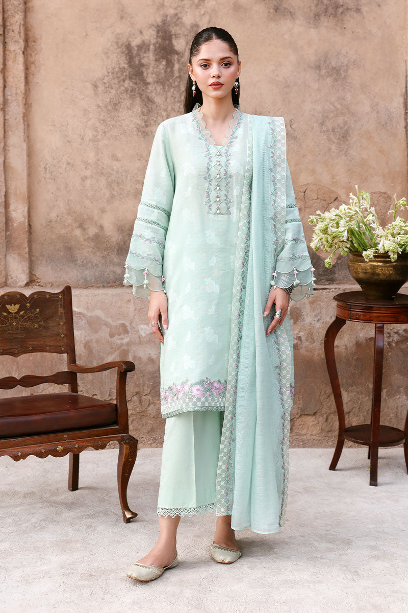 Festive – Misty Mint - Embroidered Lawn