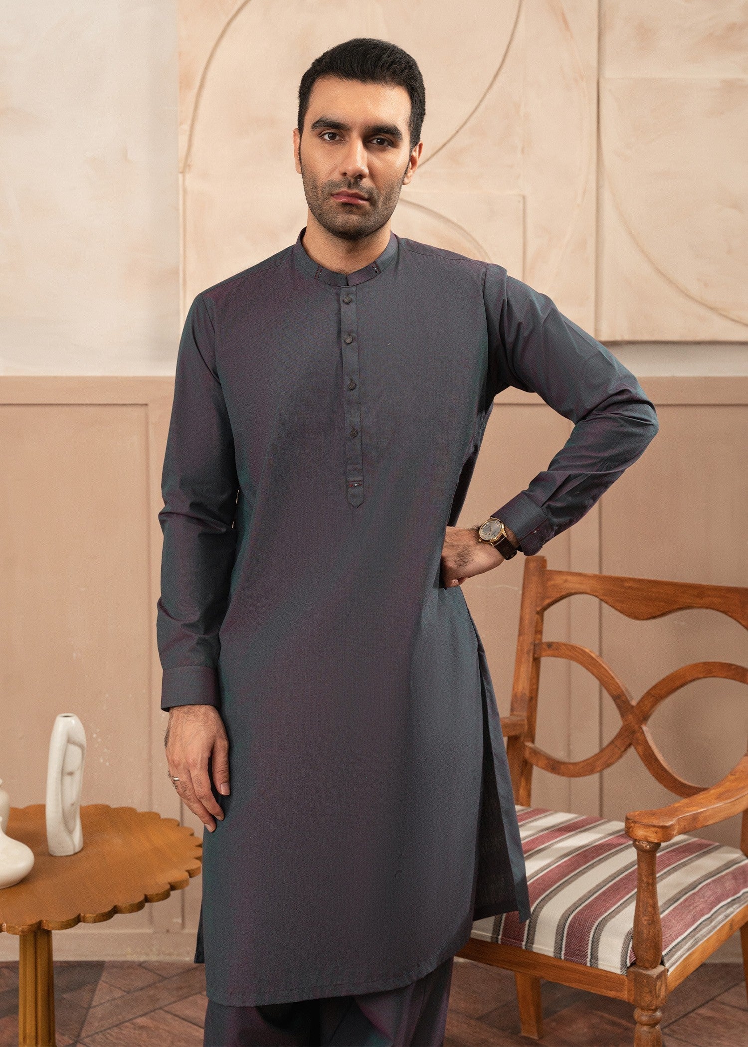 cotton Shalwar Kameez in Dark grey