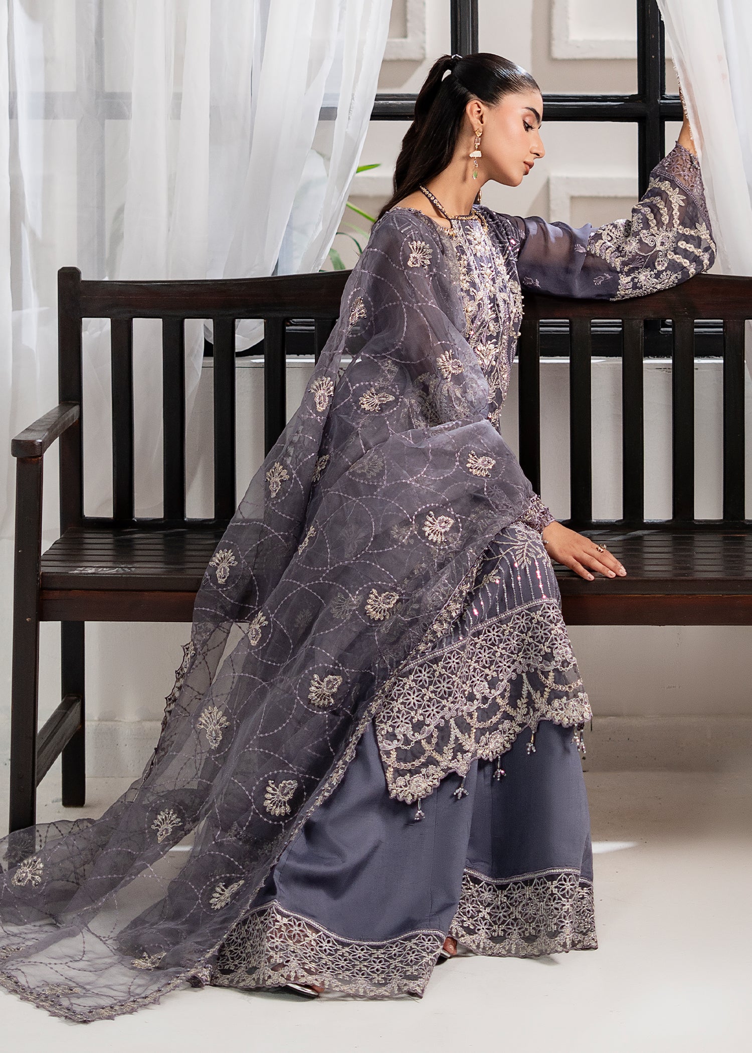 chiffon Sharara in Slate grey