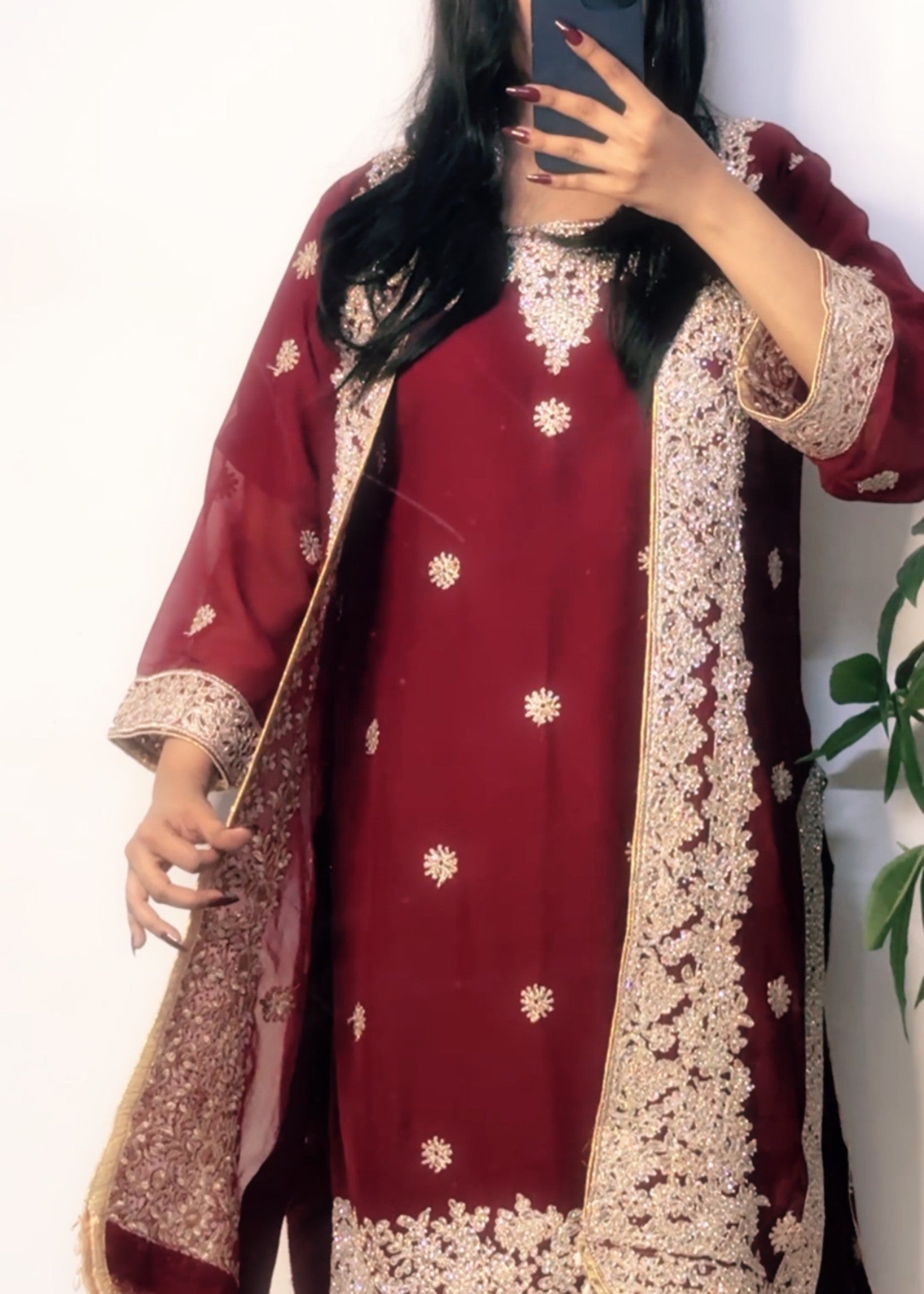 chiffon Gown in Blood red