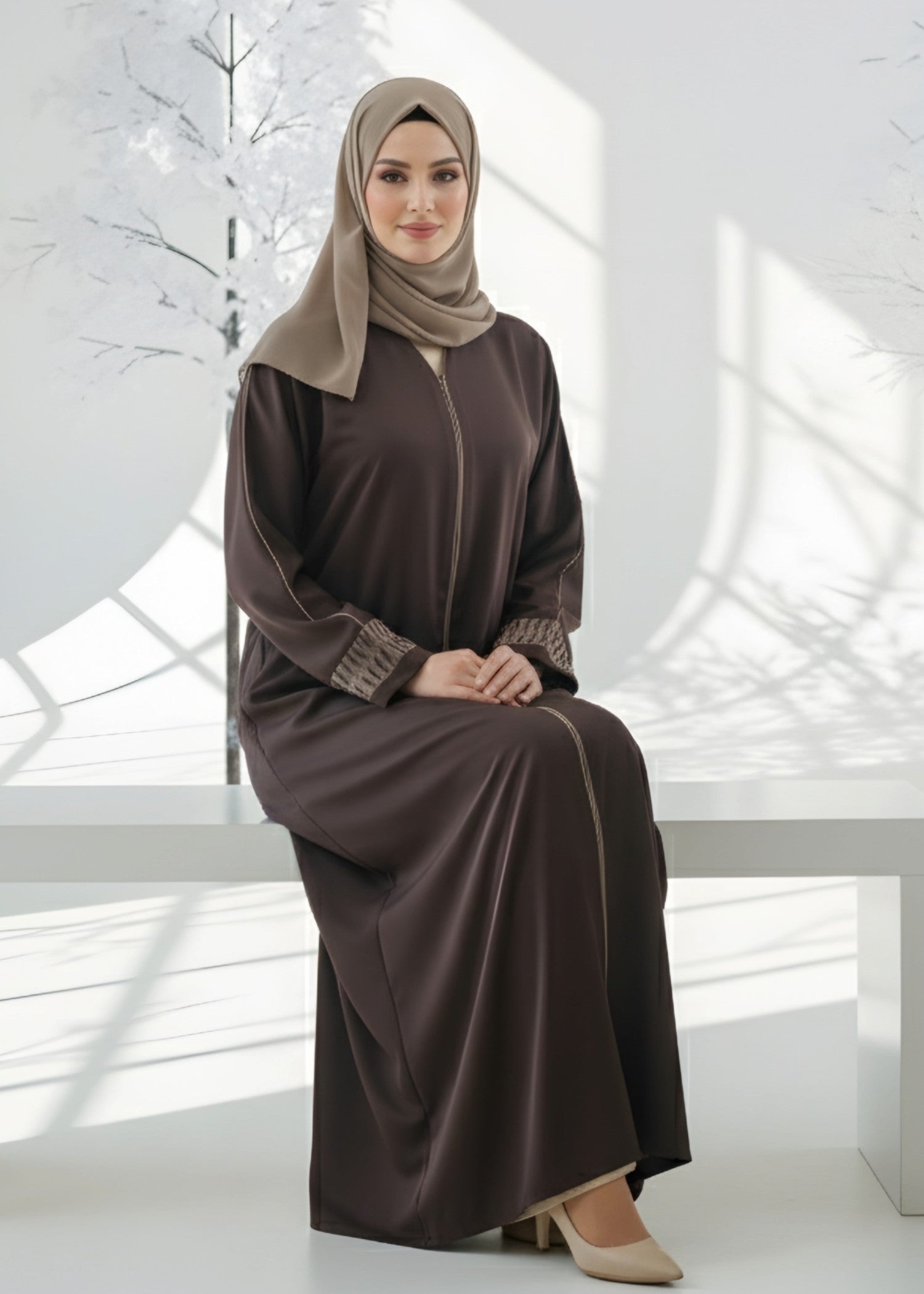 nidha blend Abaya in Brown