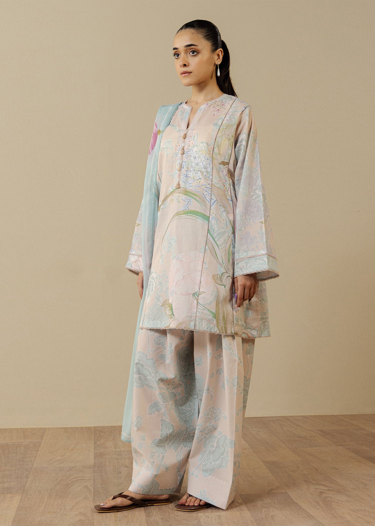 lawn Unstitched in Champagne, ice blue