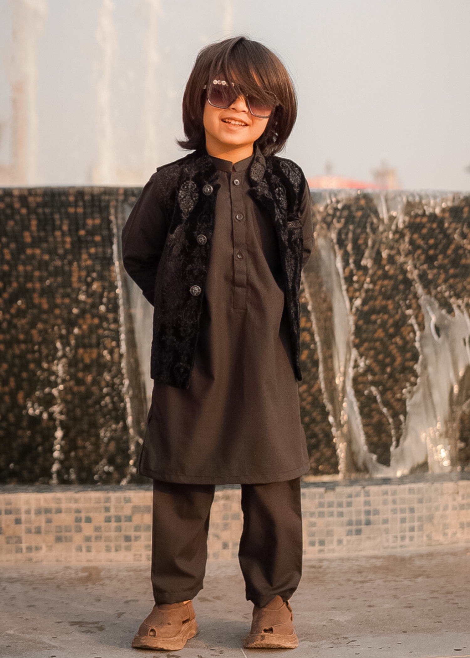 velvet Waistcoat in Black