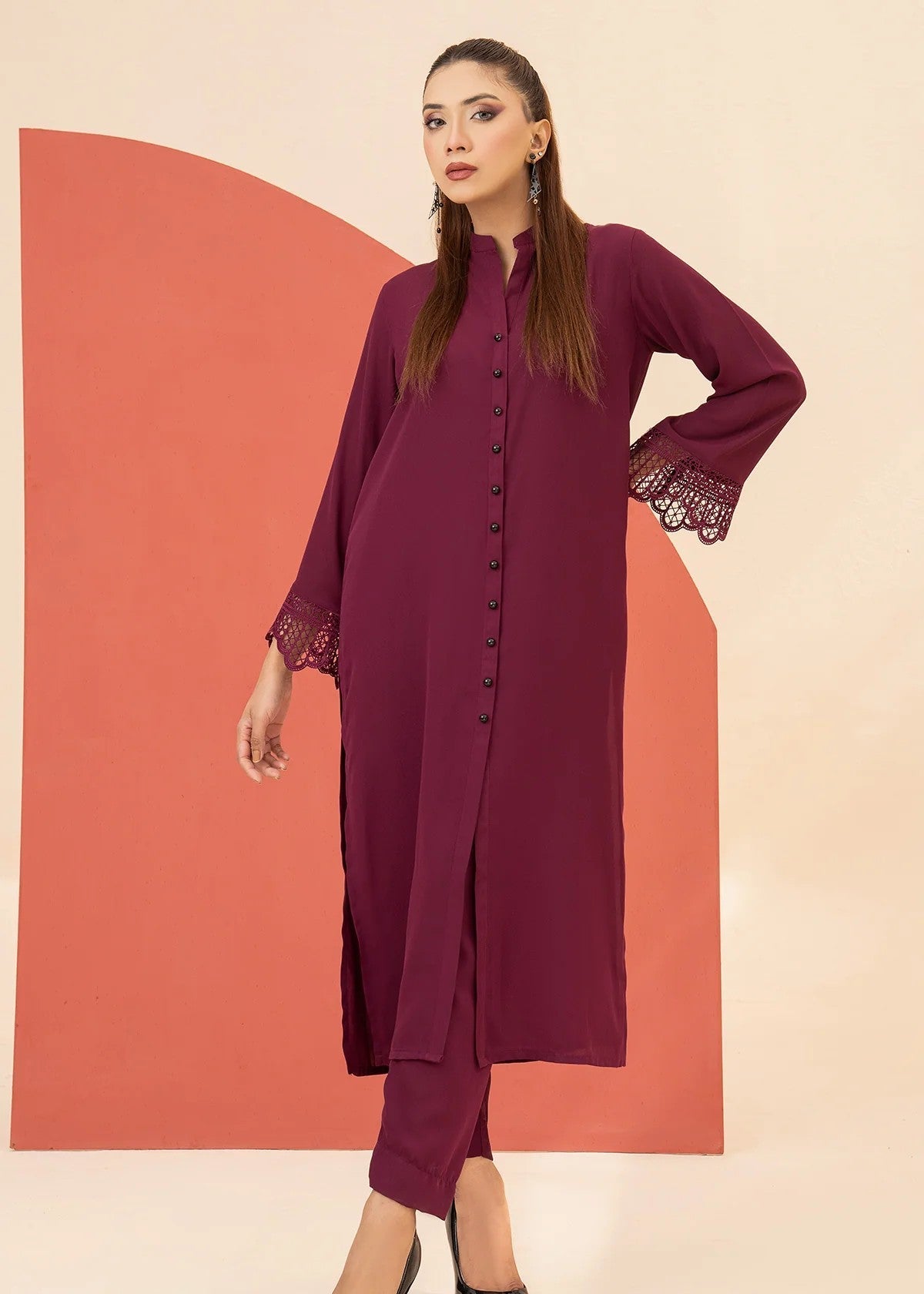 georgette Co ord Sets in Plum