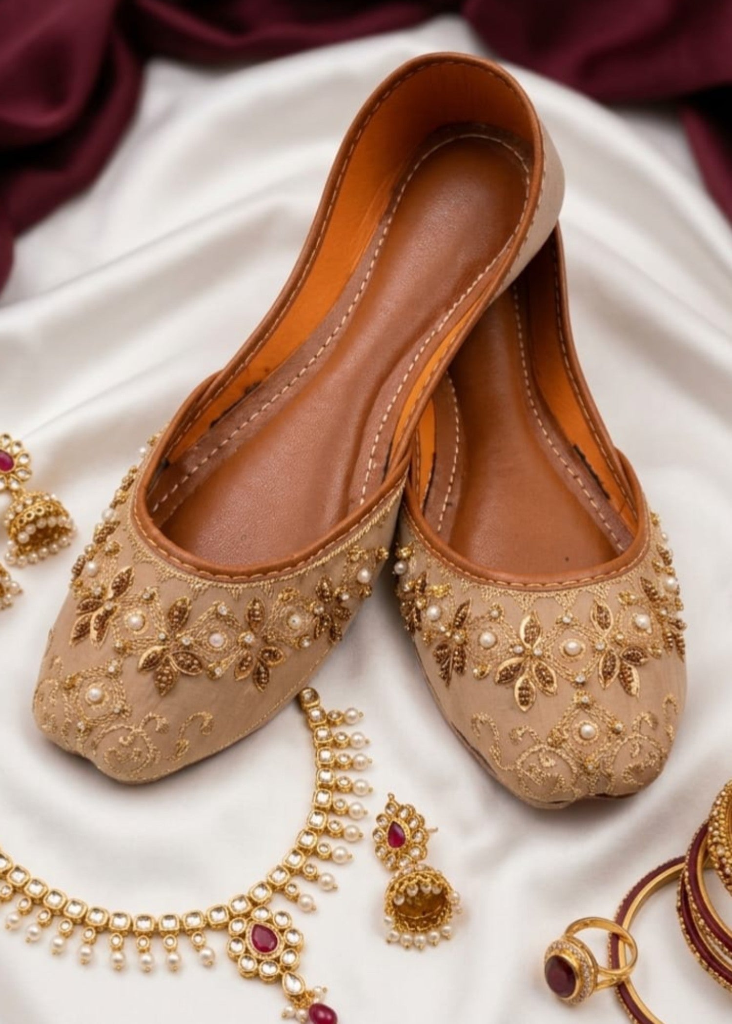 Khussa in Beige by - High Quality Women Khussa KOK8603